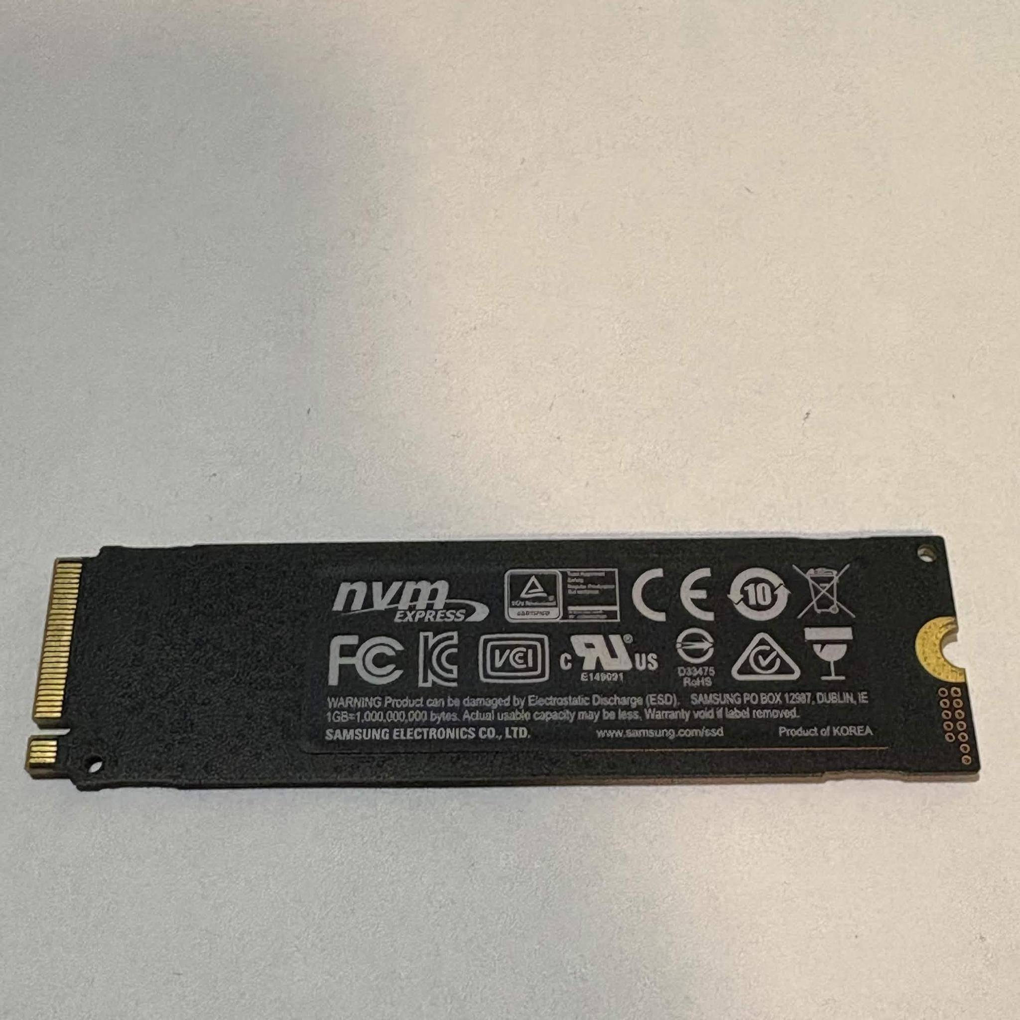 Samsung 970 EVO 1TB NVMe M.2 SSD – Tested – 100% Health – PCIe Gen3 x4