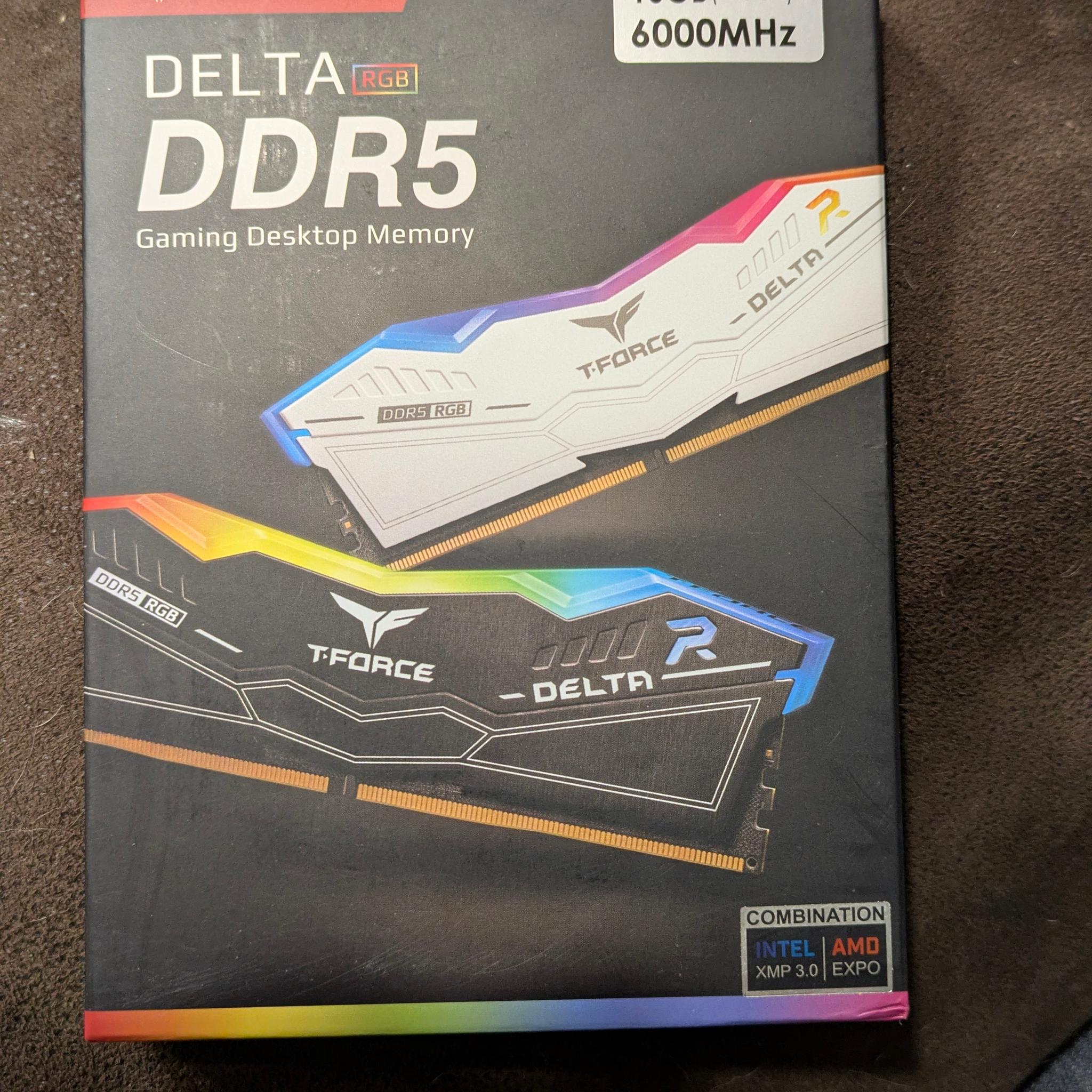 BNIB Teamgroup T-FORCE Delta RGB White 16GB DDR5 kit (2x8) CL38