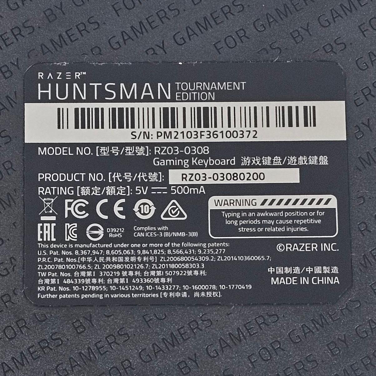 Razer Huntsman Tournament Edition Optical Gaming Keyboard - Black Wired