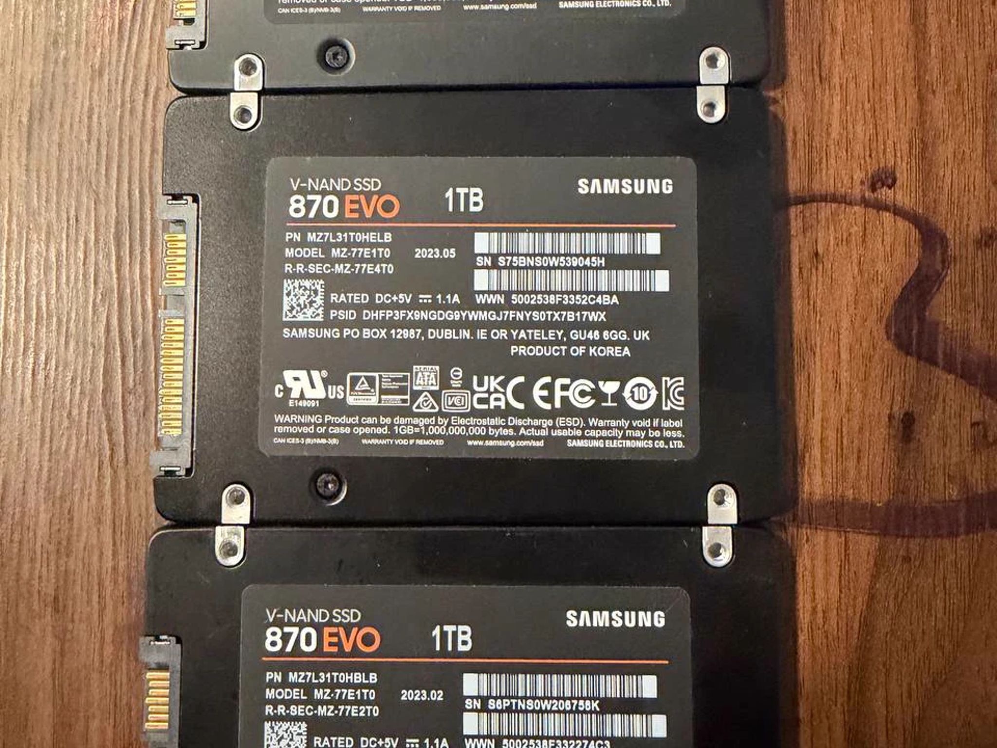 Samsung 870 EVO 1TB SATA SSDs - 99-100% Health