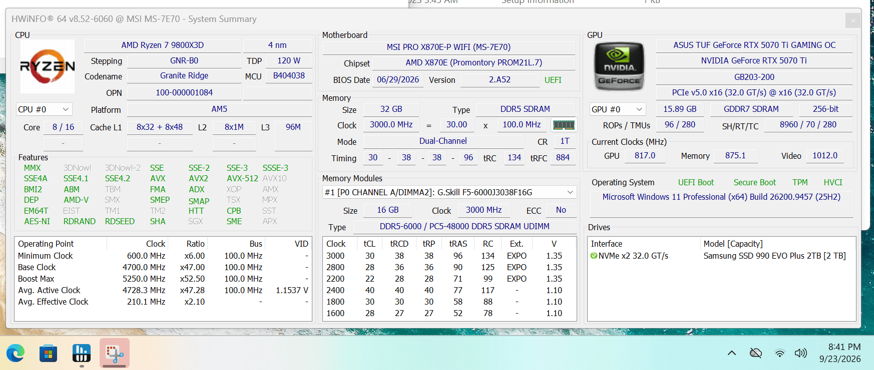 Used 4K PC | Ryzen 7 9800X3D | Asus TUF 5070 TI OC | 32GB RAM | 2TB NVMe SSD