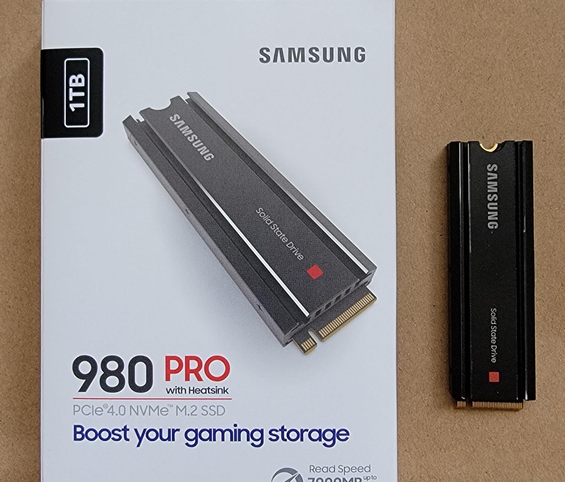 SAMSUNG 980 PRO SSD with Heatsink 1TB PCIe Gen 4 NVMe M.2 Internal Solid State Drive - USED