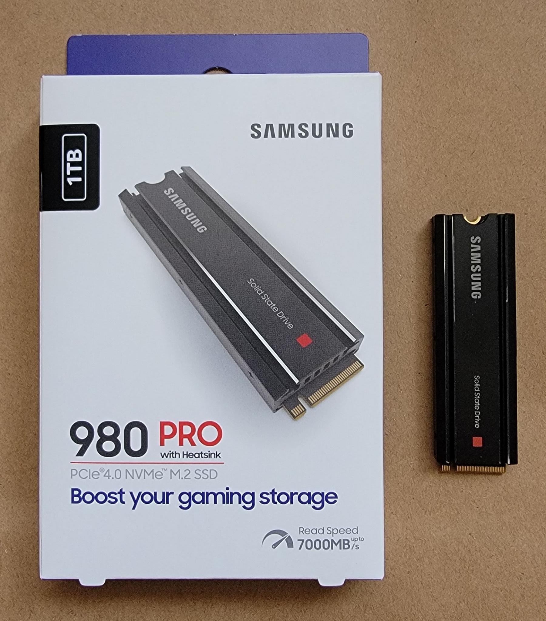 SAMSUNG 980 PRO SSD with Heatsink 1TB PCIe Gen 4 NVMe M.2 Internal Solid State Drive - USED