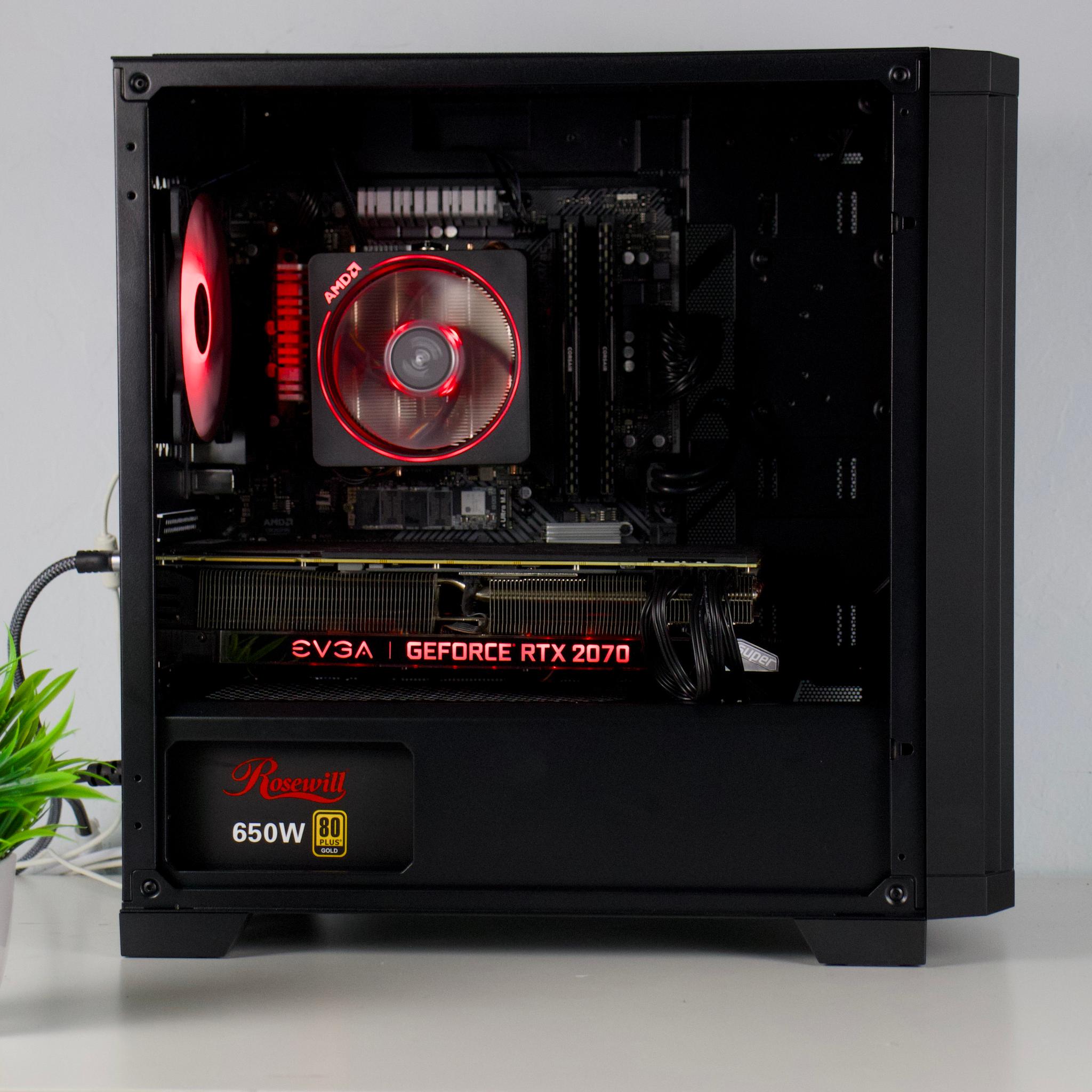 ♠️♥️ Black Gaming PC – RTX 2070 Super, Ryzen 5 3600, 16GB RAM, 1TB SSD - WiFi, BlueTooth ♥️♠️