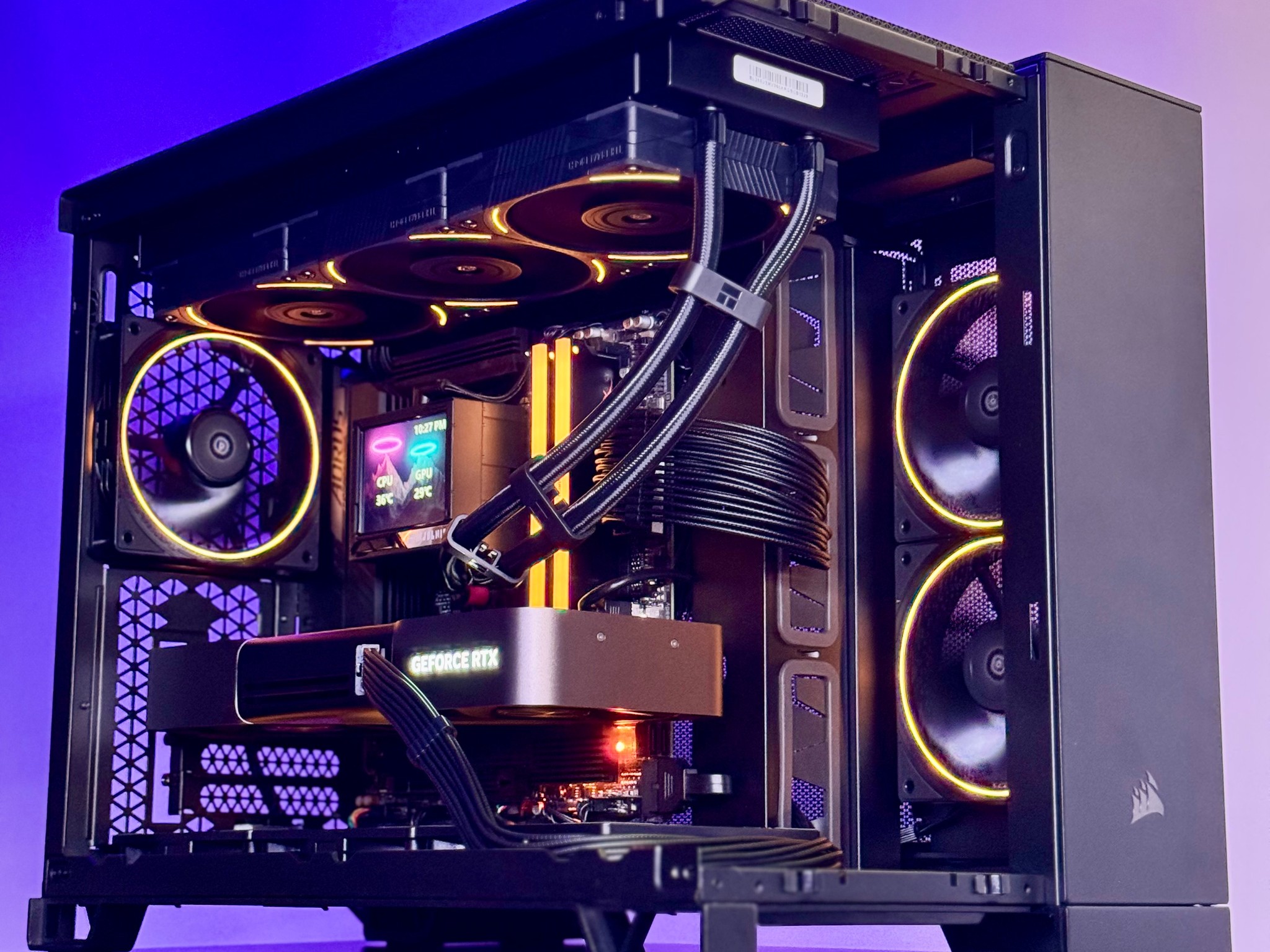 Nightfall 🌑✨ 5080 Founders Edition | 9800X3D | 32GB DDR5-6000 RAM | 2TB SSD | 360 AIO Liquid Cooled