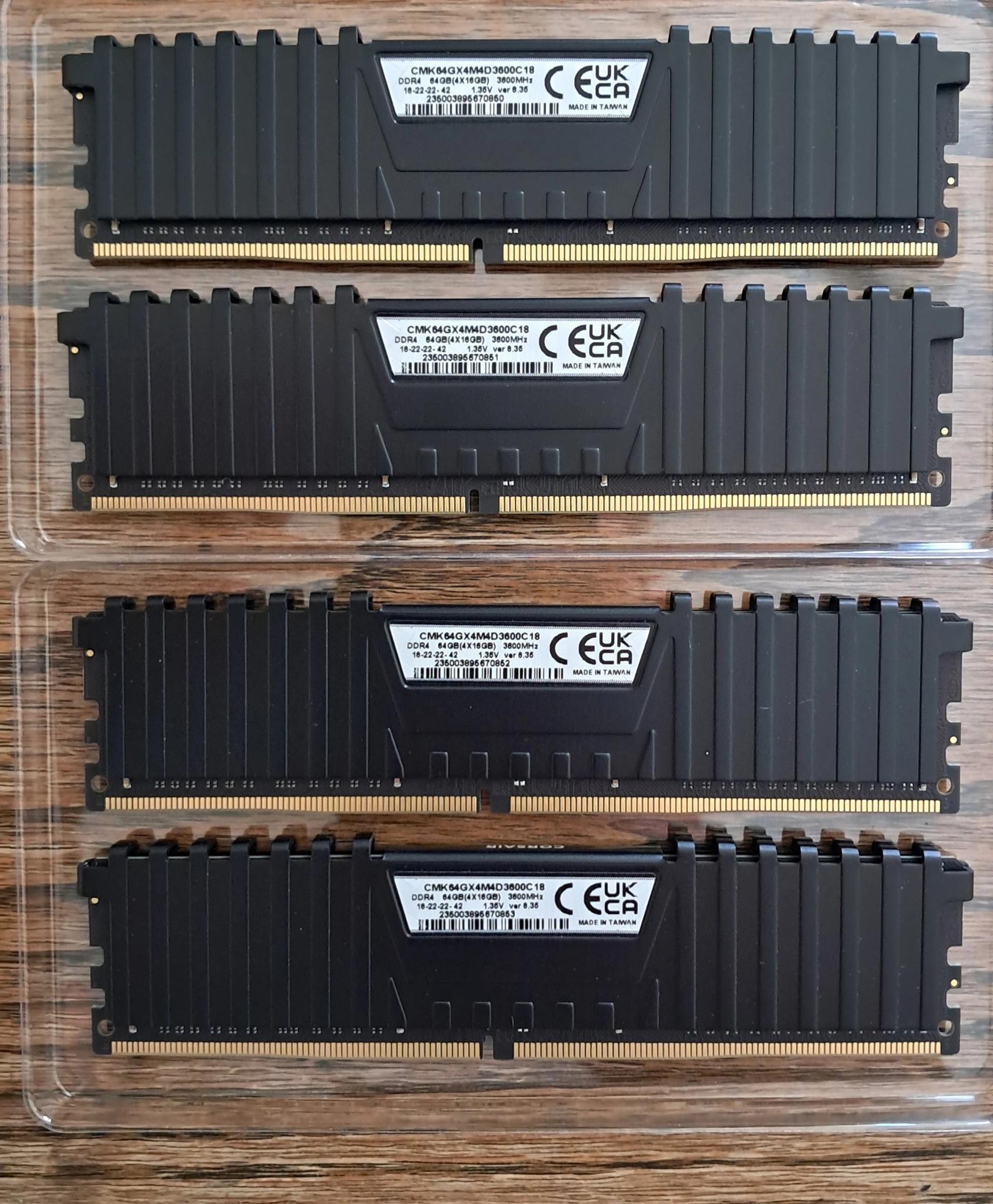 Corsair Vengeance LPX RAM, DDR4 3600MHz CL18 64GB(4x16GB)