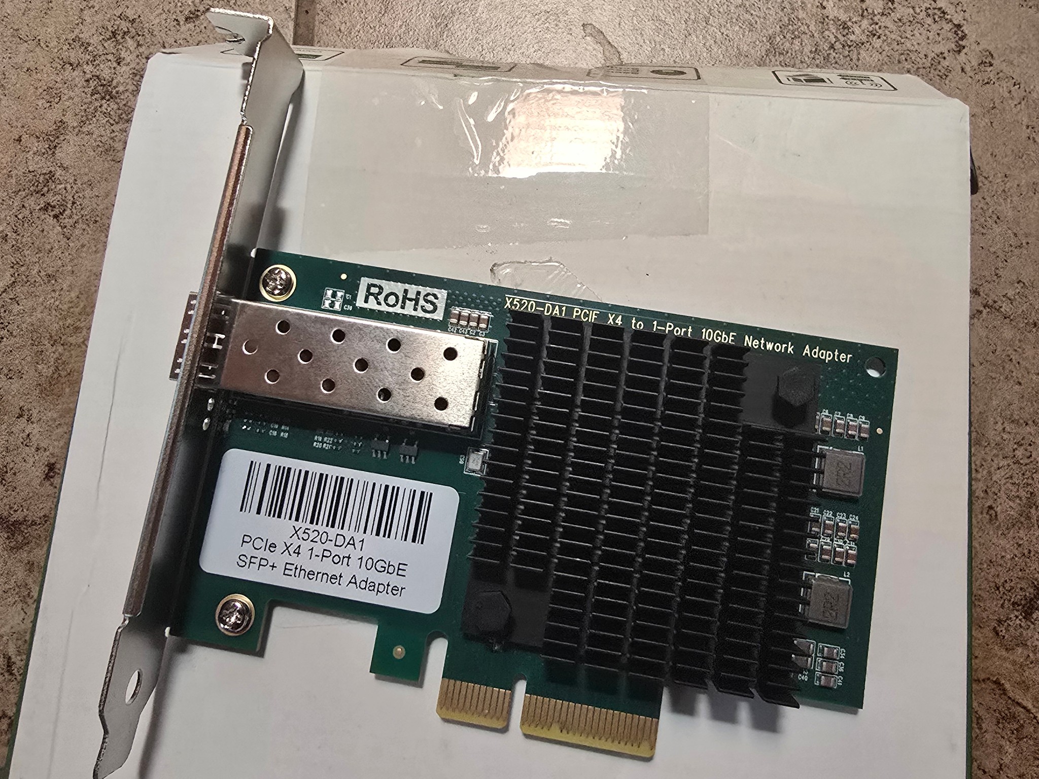 X520-DA1 10Gb/s SFP+ Fiber Port Ethernet Adapter Intel 82599 10Gbps Ethernet PCIE x4 NAS and PC