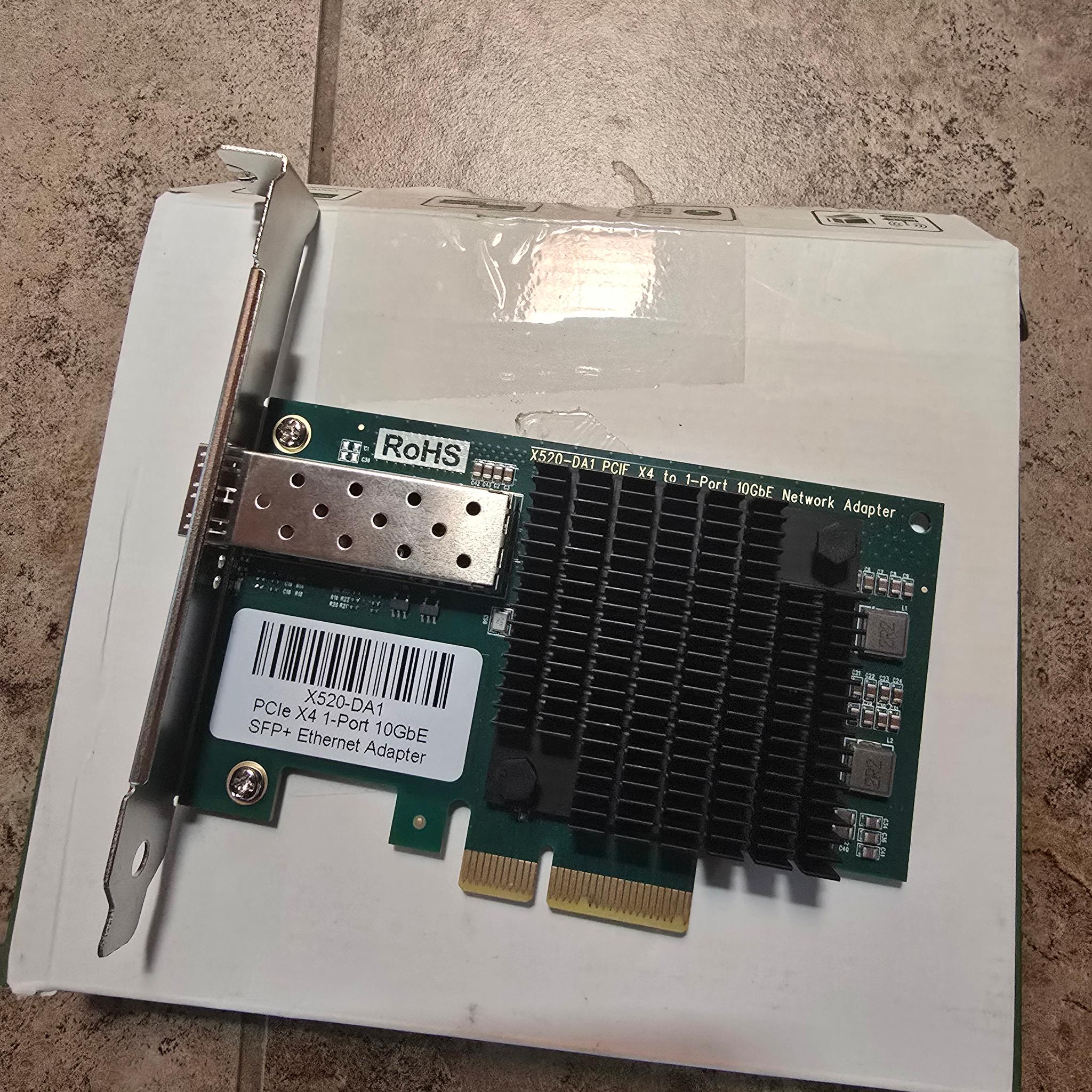 X520-DA1 10Gb/s SFP+ Fiber Port Ethernet Adapter Intel 82599 10Gbps Ethernet PCIE x4 NAS and PC