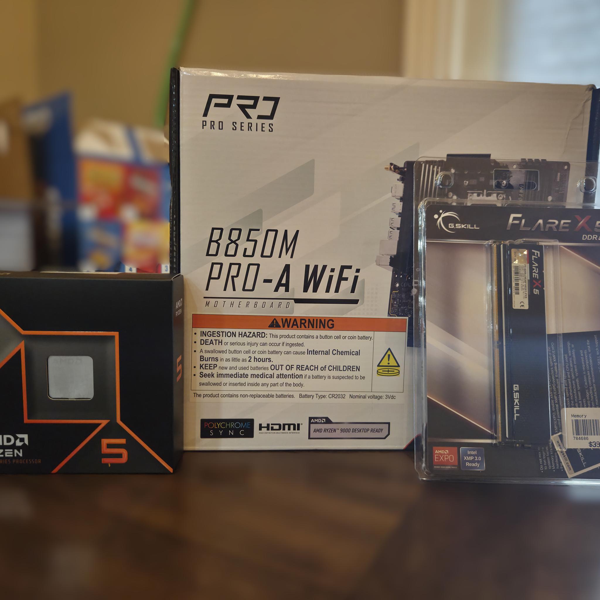 Premium AM5 Combo ⚙️ | Ryzen 5 9600X + B850m Pro-A WiFi + 16GB DDR5-6000 (Single-Stick)