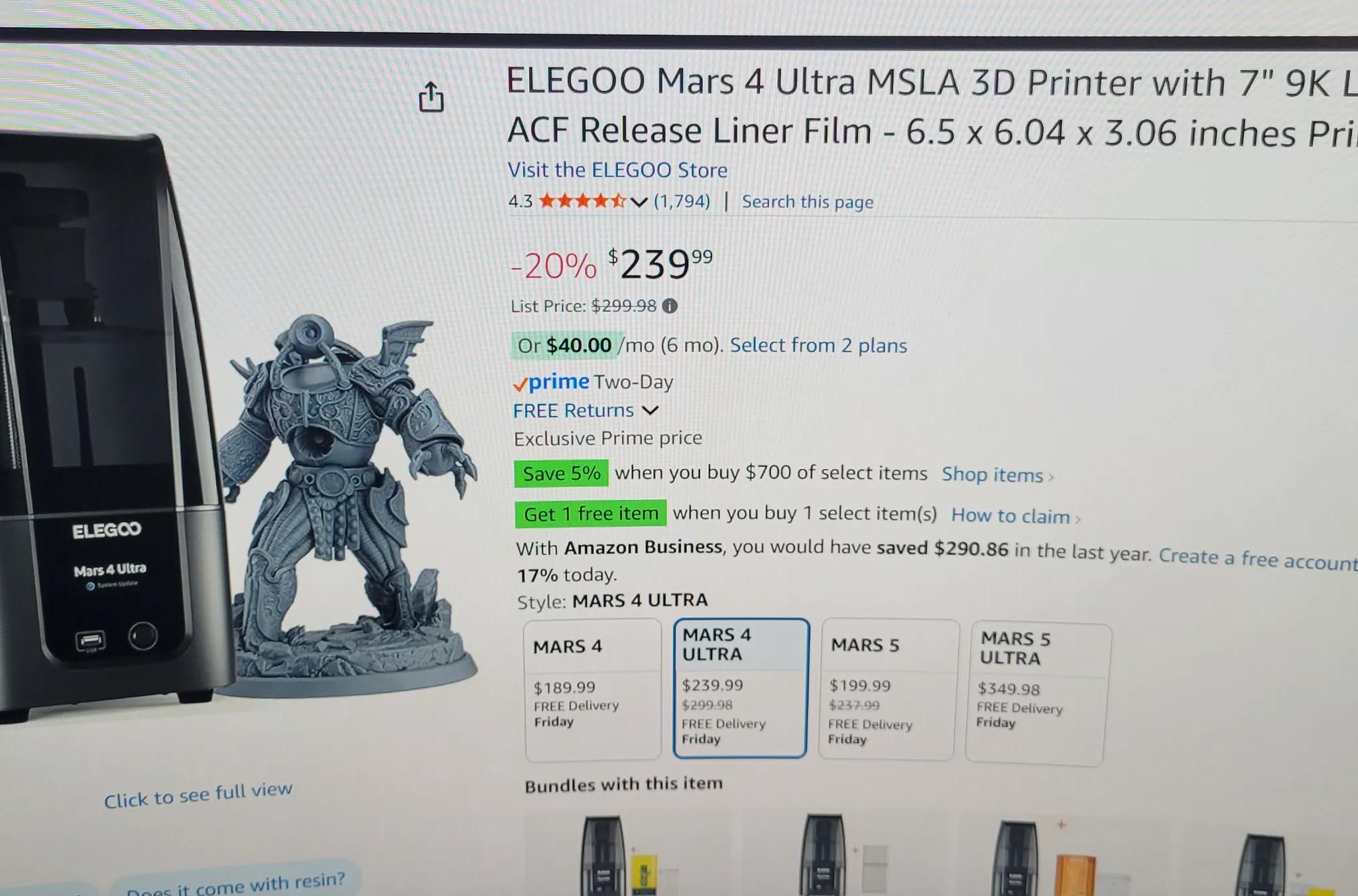 Copy of 🔥 Sealed ELEGOO Mars 4 Ultra 9K Resin Printer – Precision, Speed & Style for $129.99 ea!...