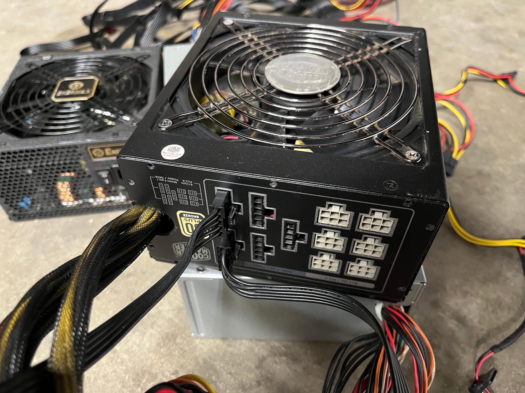 Lot of 6 ATX Desktop Power Supply 400w-1000w Cooler Master, EVGA, and More - Not Working, As‑Is