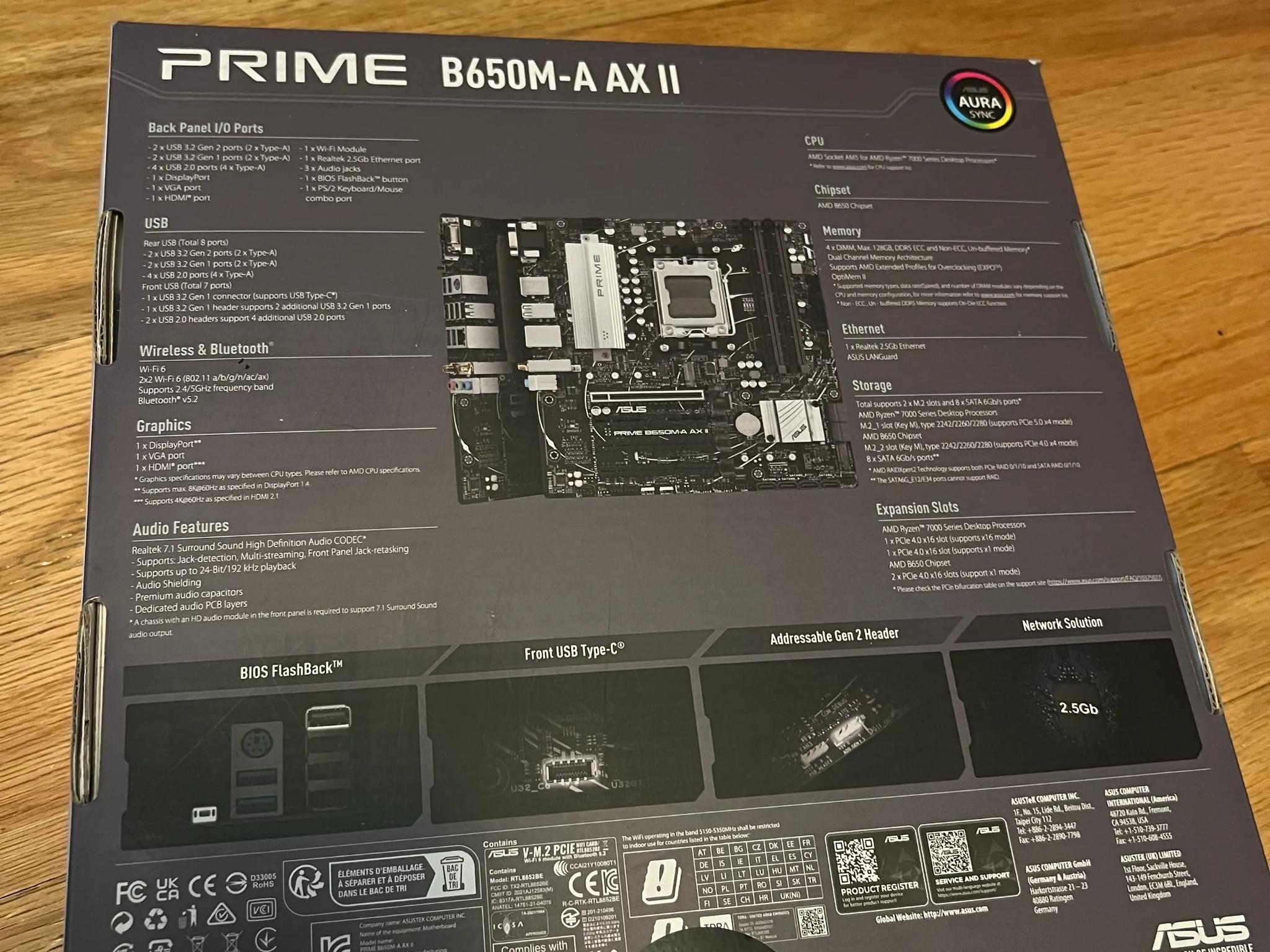 ASUS B650M-A Prime AX II AMD AM5 microATX Motherboard