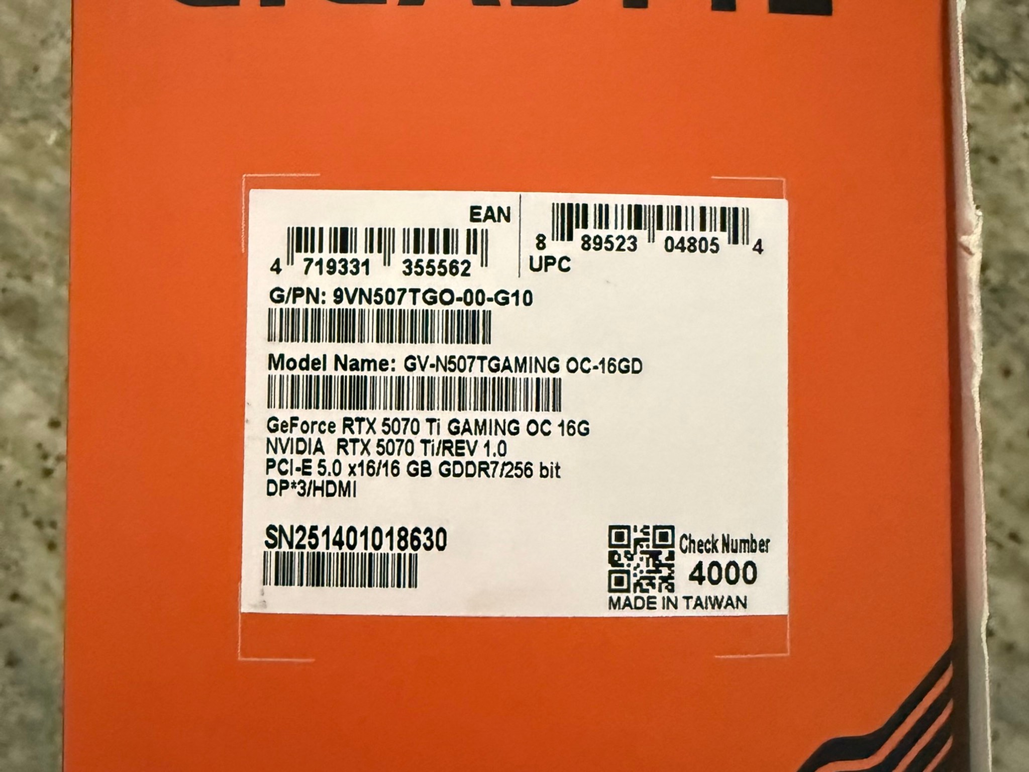 Gigabyte Geforce RTX 5070 Ti Gaming OC 16GB GDDR7 Graphics Card