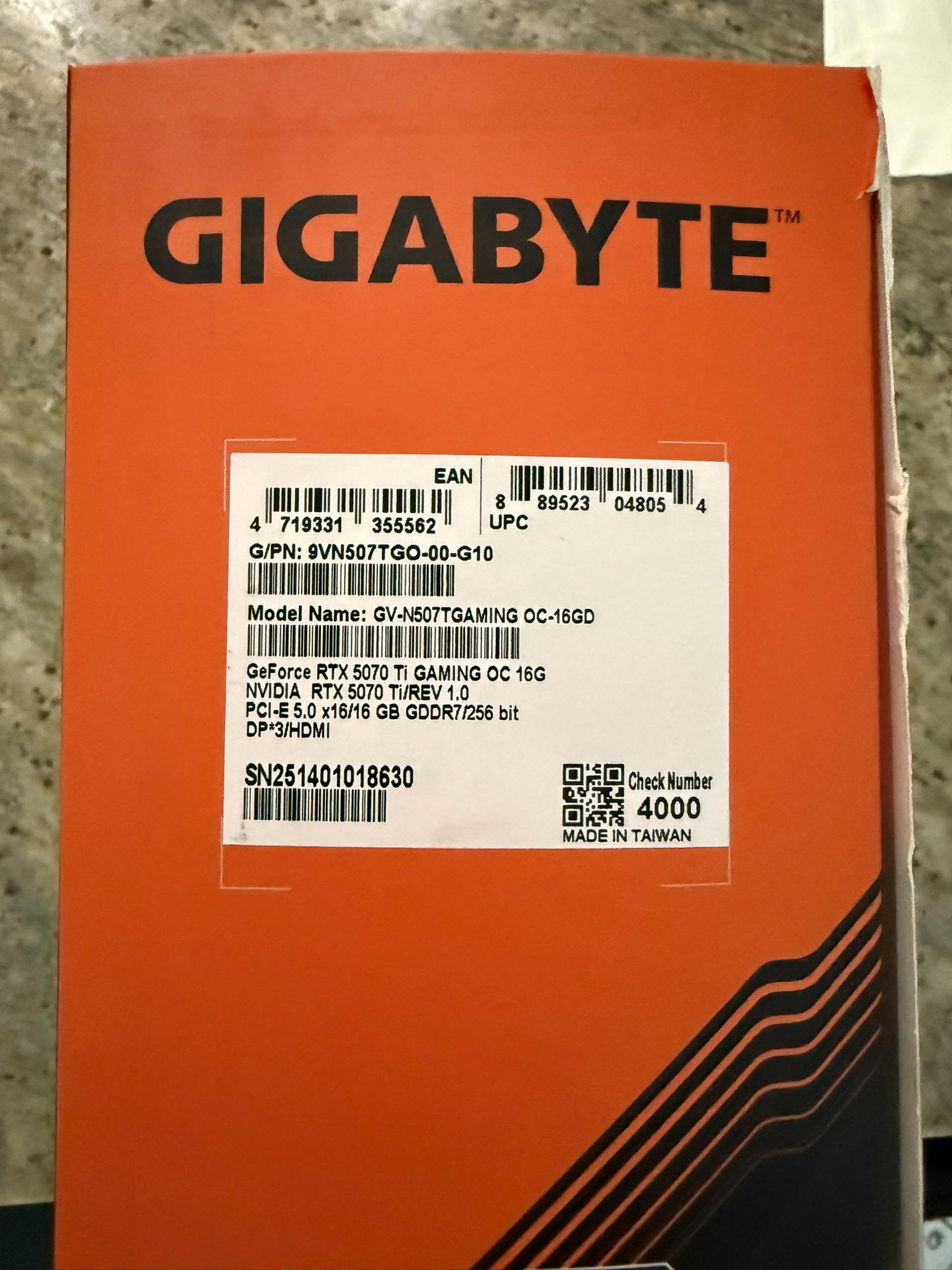Gigabyte Geforce RTX 5070 Ti Gaming OC 16GB GDDR7 Graphics Card