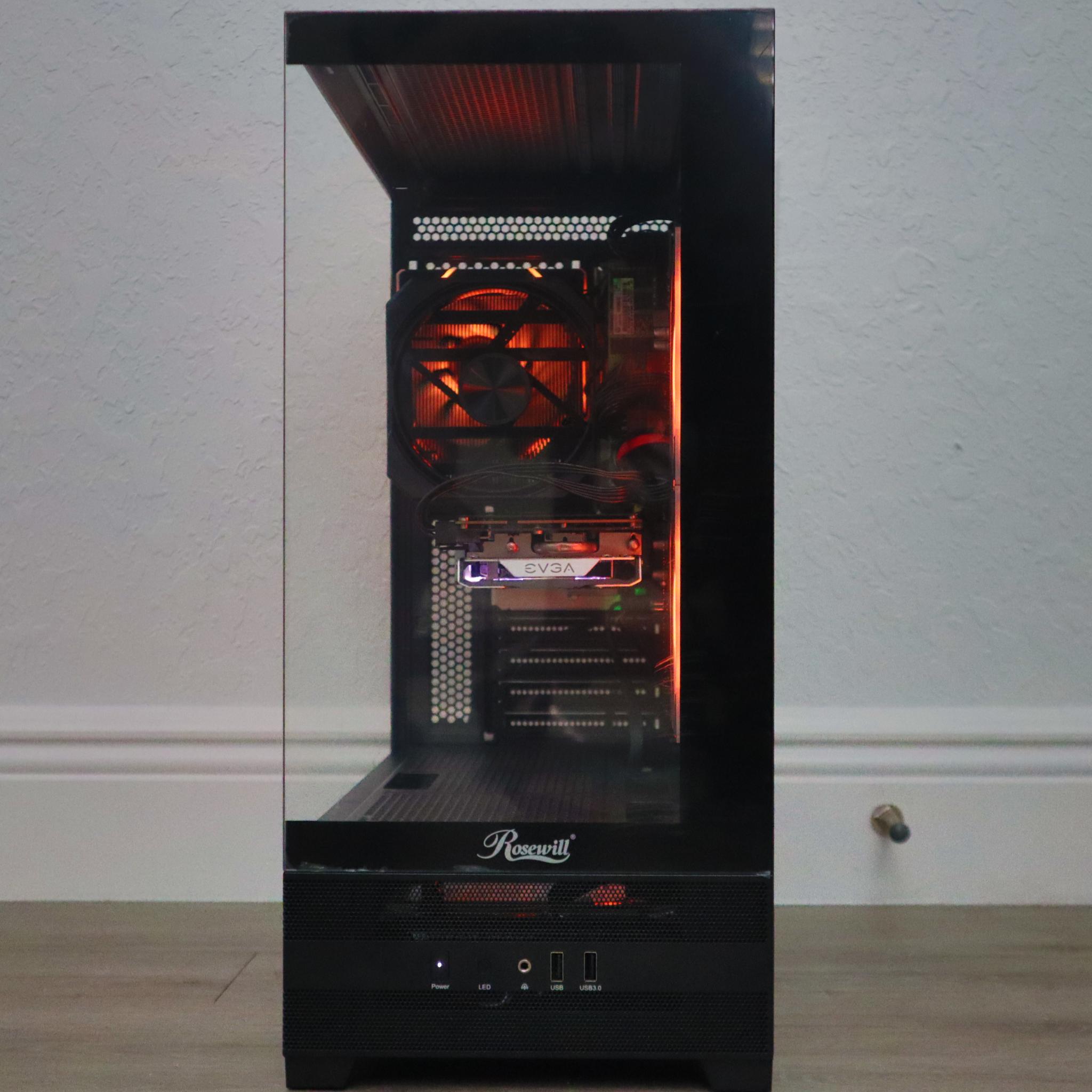 Gaming PC - GTX 1070, E5-2650 V4, 16GB DDR4, WIFI, ARGB, BLACK, NVMe SSD, HDD.