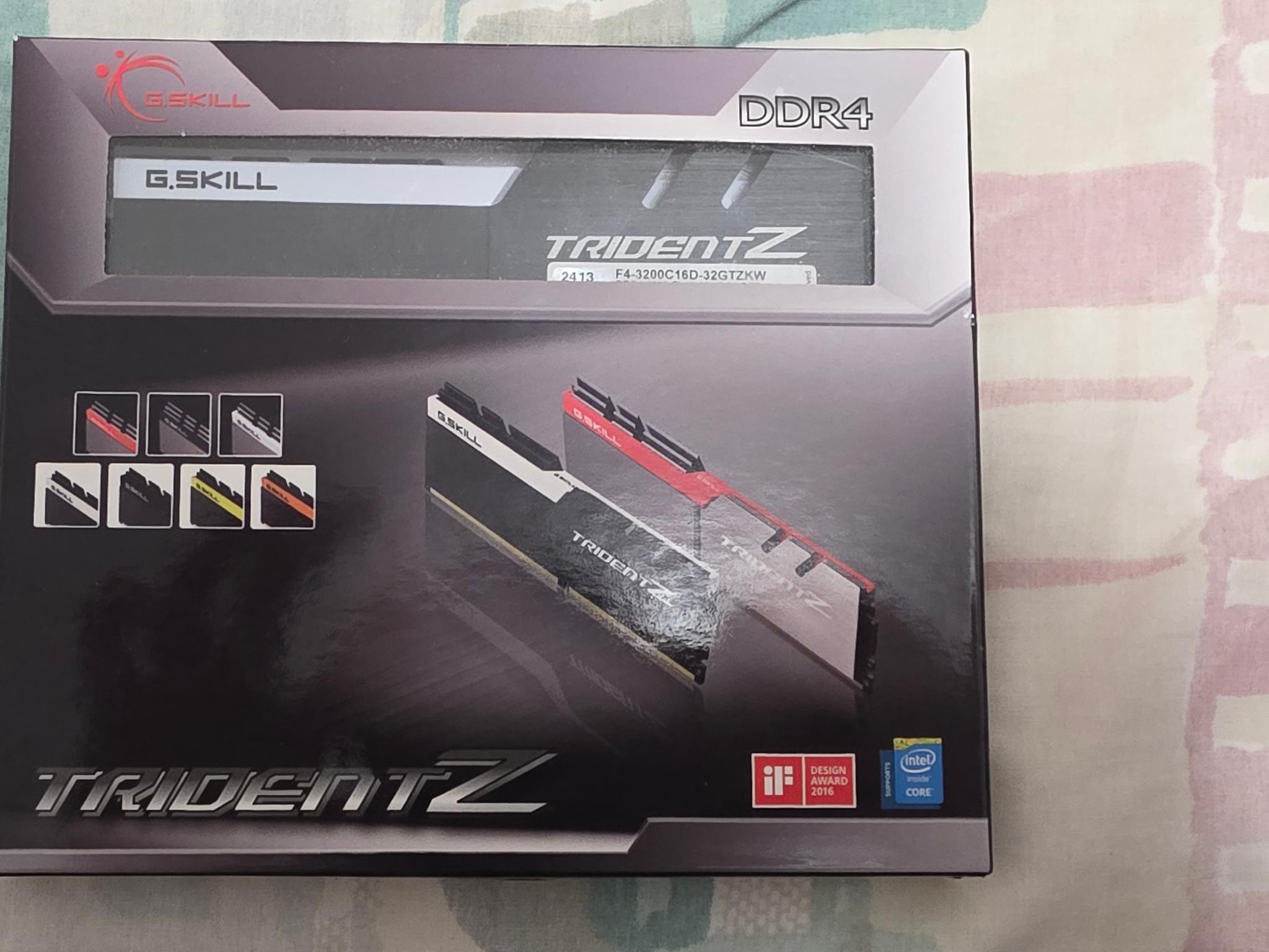 G.Skill Trident Z 32GB(16GBx2) DDR4-3200 CL16-18-18-38 1.35V F4-3200C16D-32GTZKW