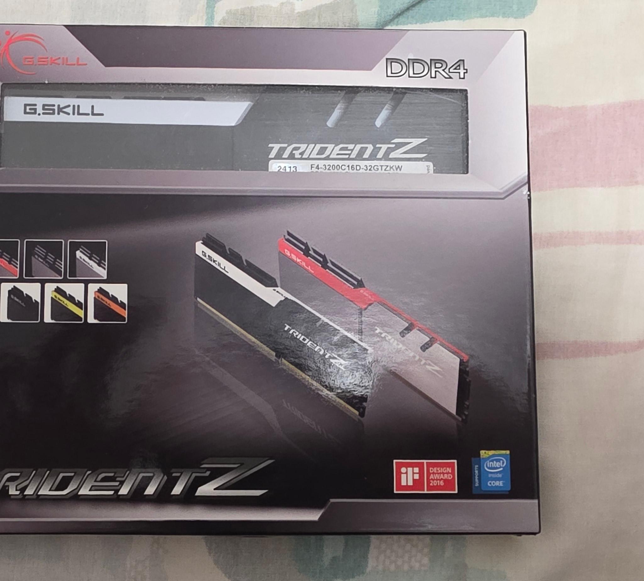 G.Skill Trident Z 32GB(16GBx2) DDR4-3200 CL16-18-18-38 1.35V F4-3200C16D-32GTZKW