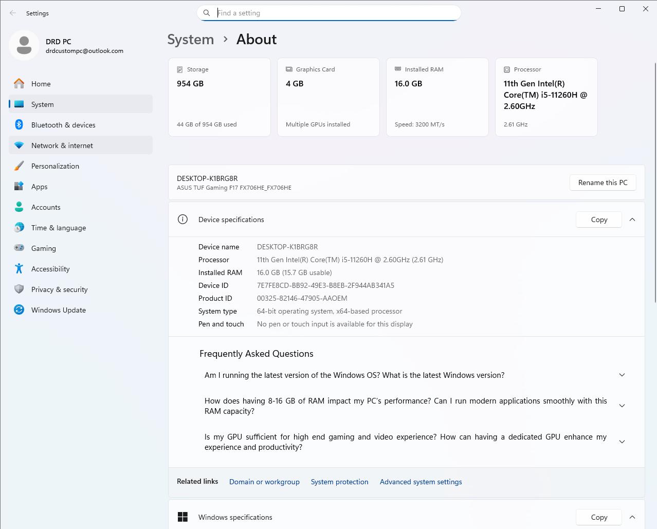 Asus Tuf Gaming F17 - *UPGRADED* - i5 11260H, 16GB, 1TB, RTX 3050 TI
