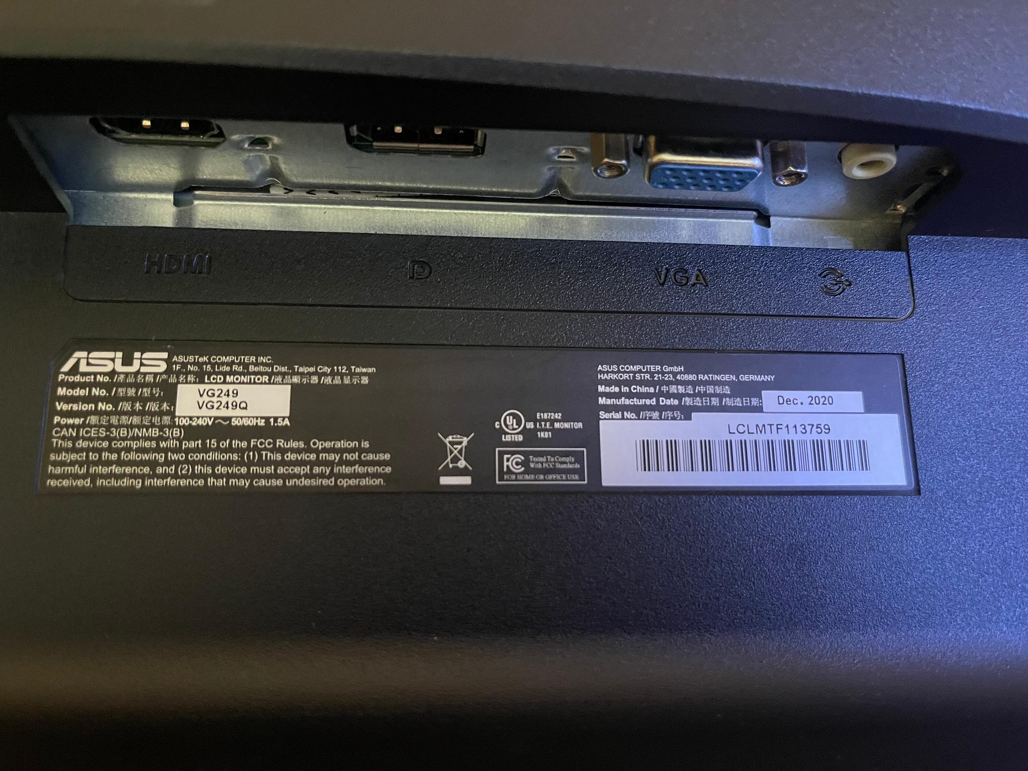 ASUS VG249Q 24" 144 Hz Monitor