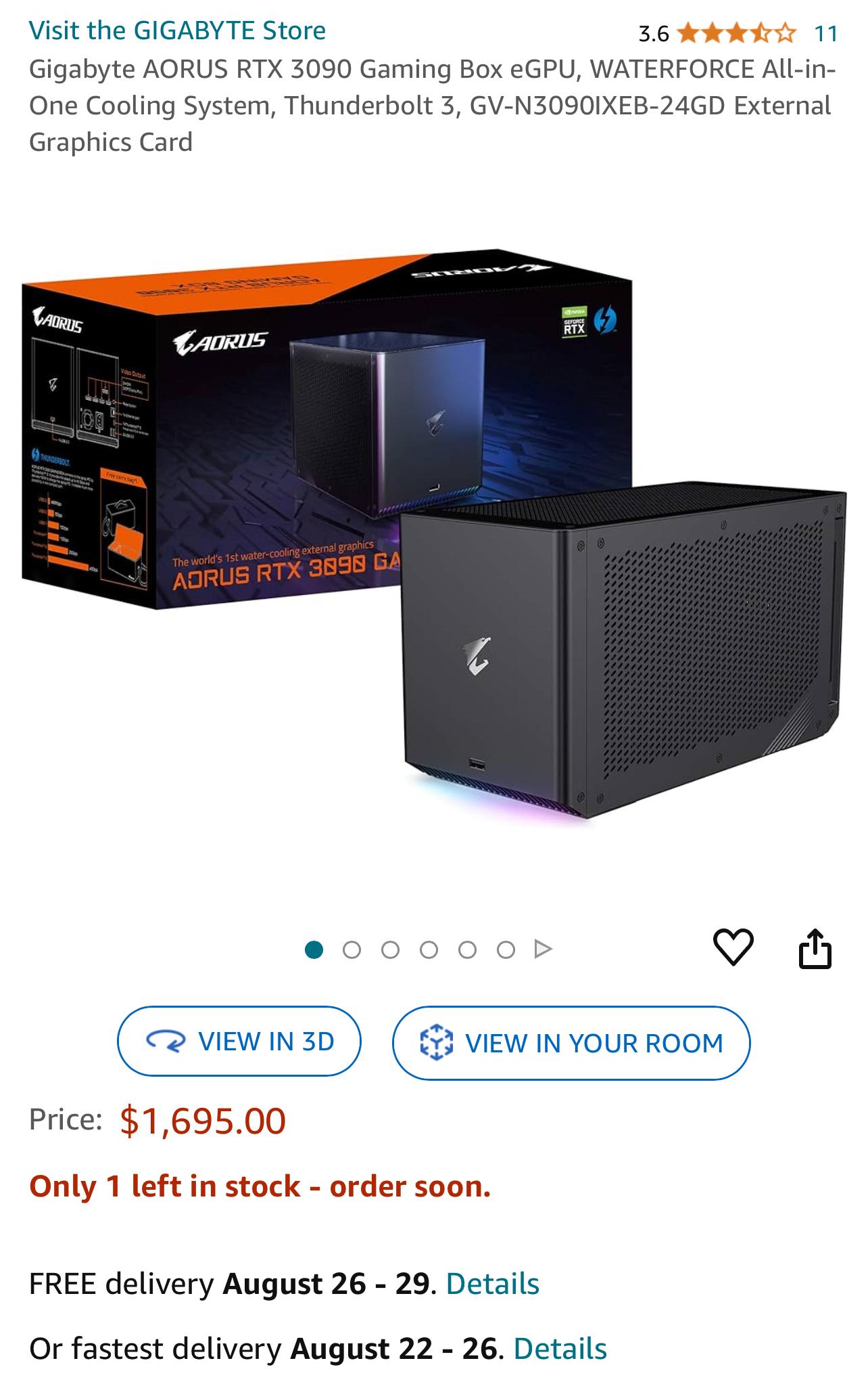Gigabyte Aorus rtx 3090 24GB eGpu