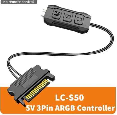TEUCER LC-S50R ARGB 5V 3PIN to SATA Interface Light Controller for PC Case Fan