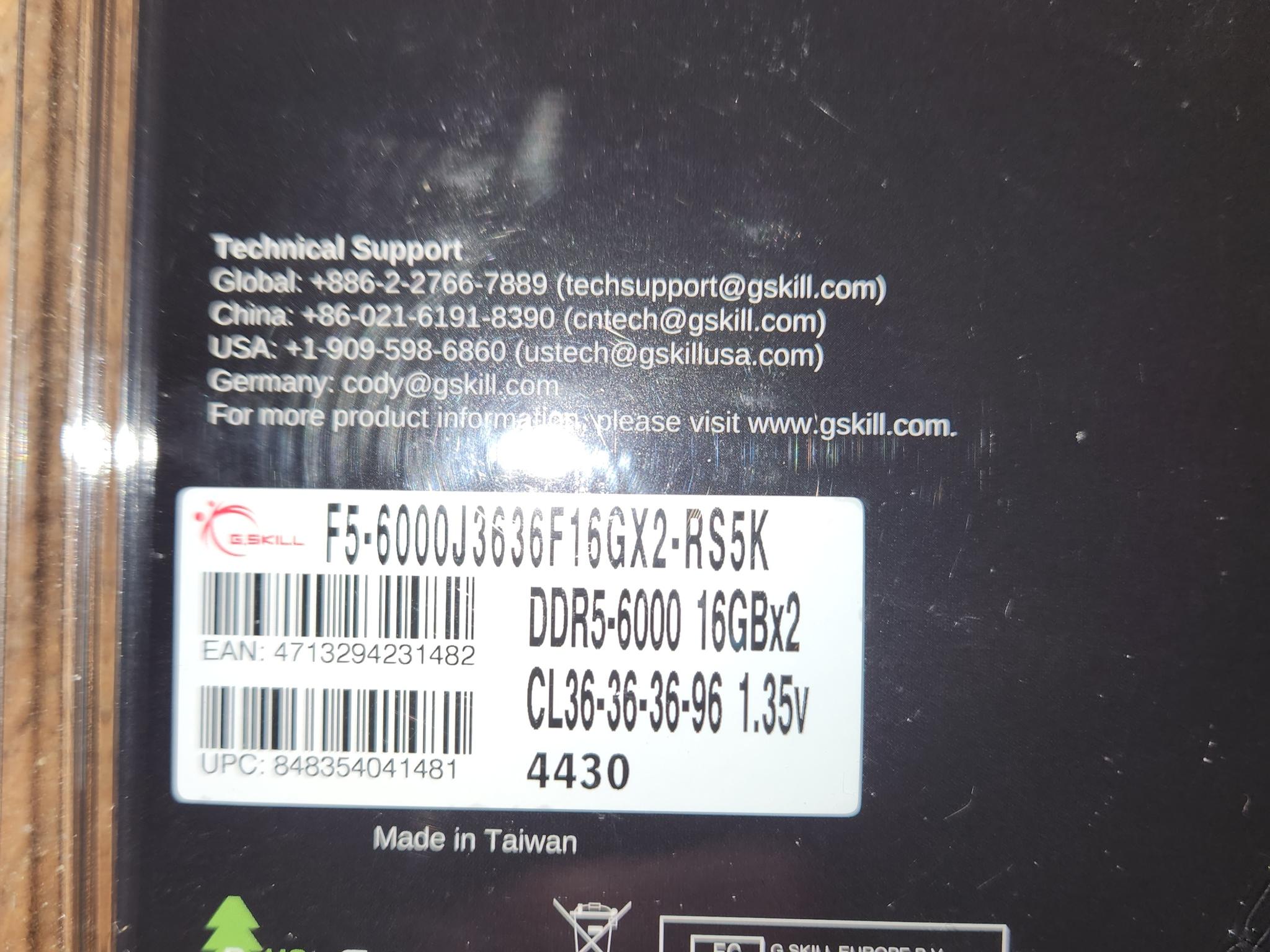 6000 MT 32GB RAM RIPJAWS S5 CL 36