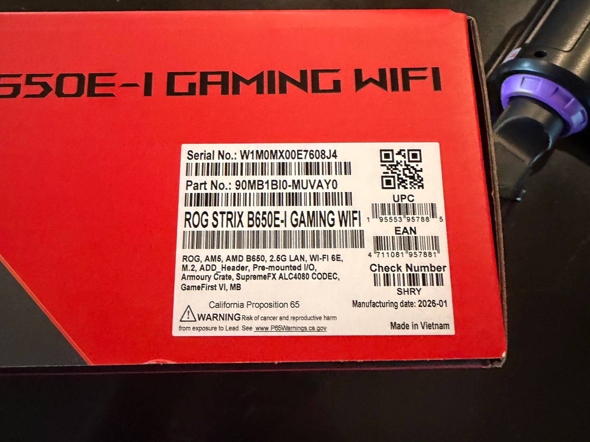 ASUS ROG STRIX B650E-I GAMING WIFI Mini-ITX AM5 Motherboard – NEW SEALED – PCIe 5.0, DDR5, WiFi 6E