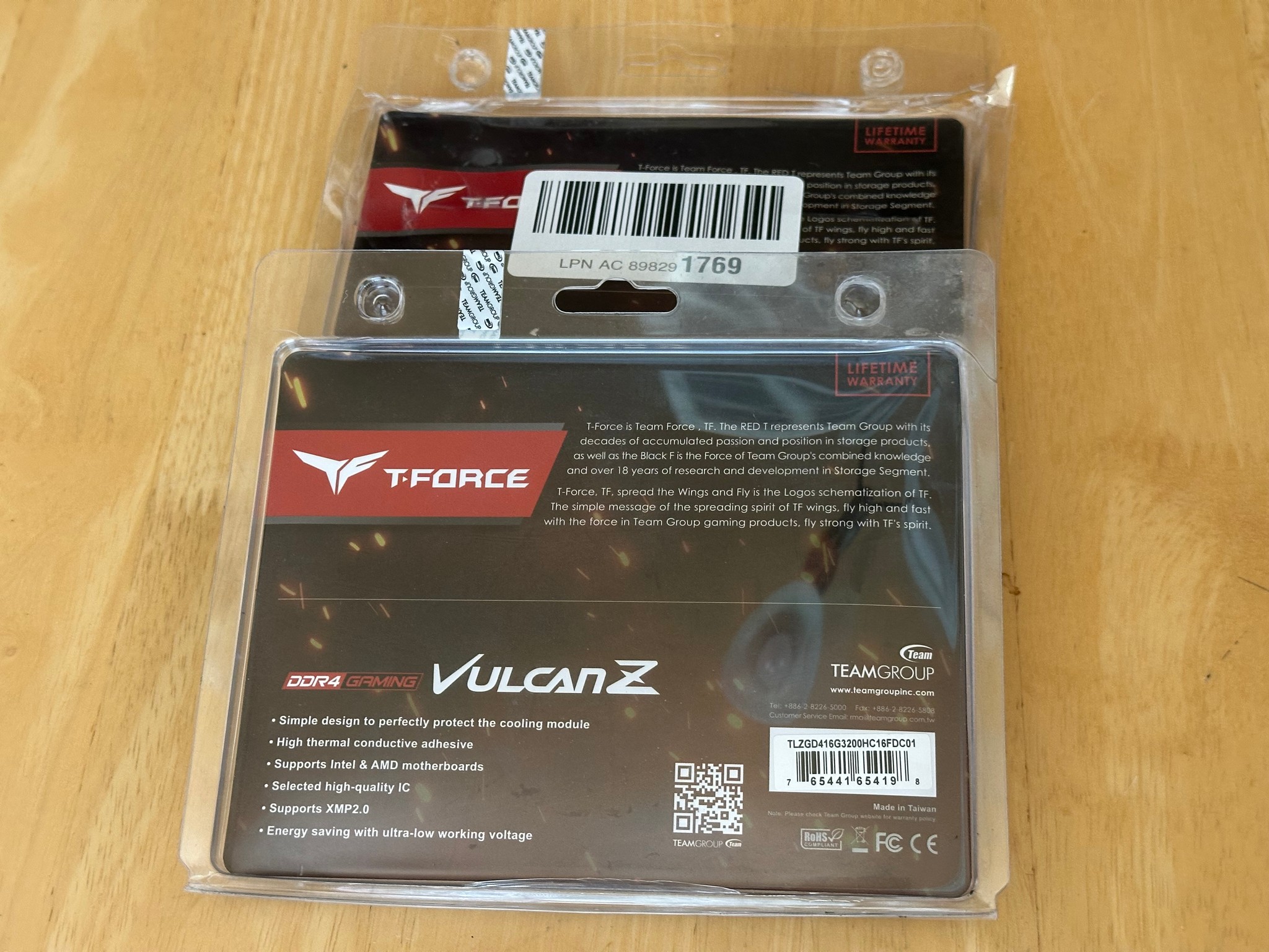 32GB (4x8GB) 3200MHz TEAMGROUP T-Force Vulcan Z DDR4 Kit