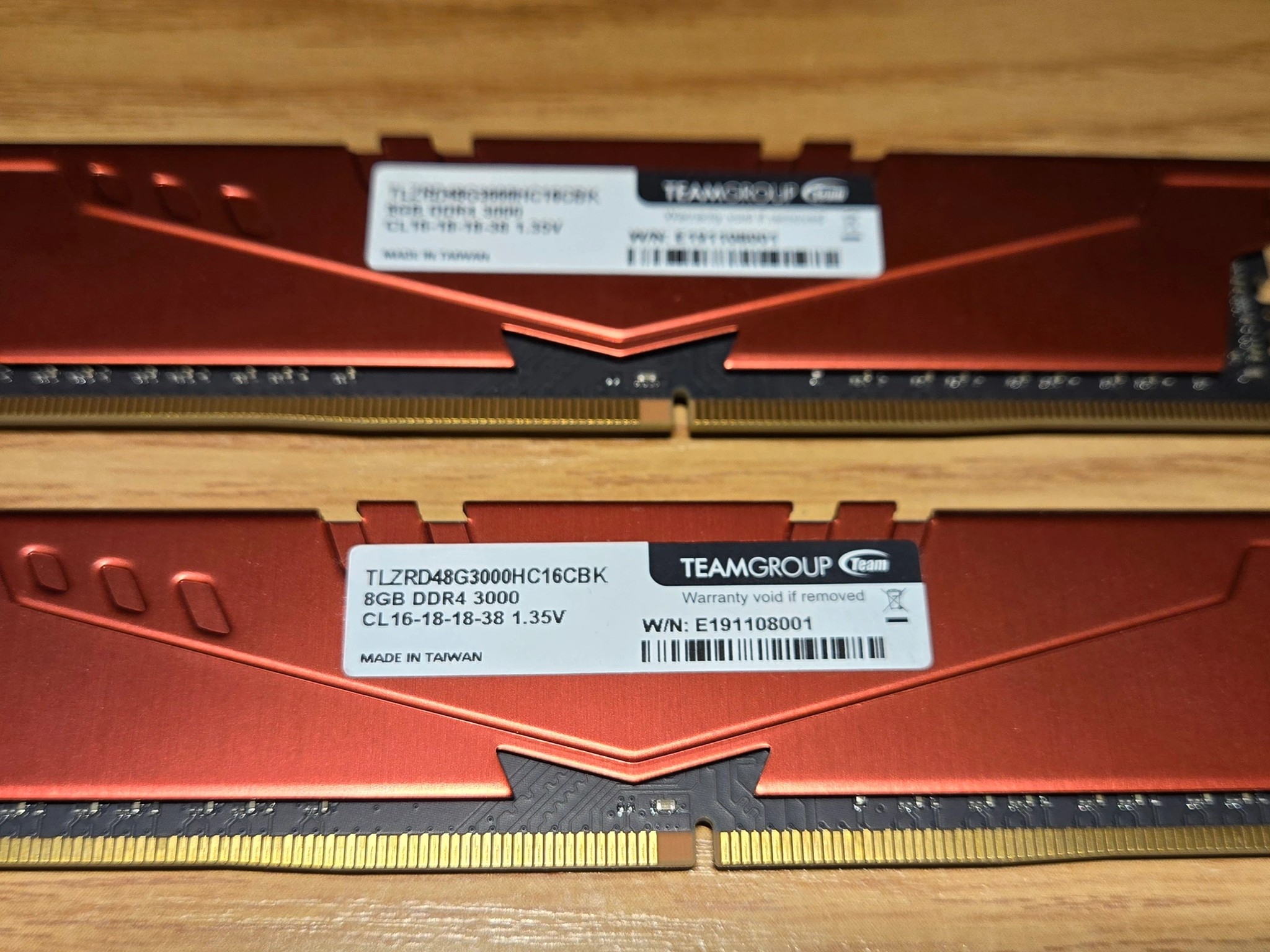 USED T-Force VulcanZ Red 16GB (2x8GB) 3000MHz DDR4 RAM Memory Kit