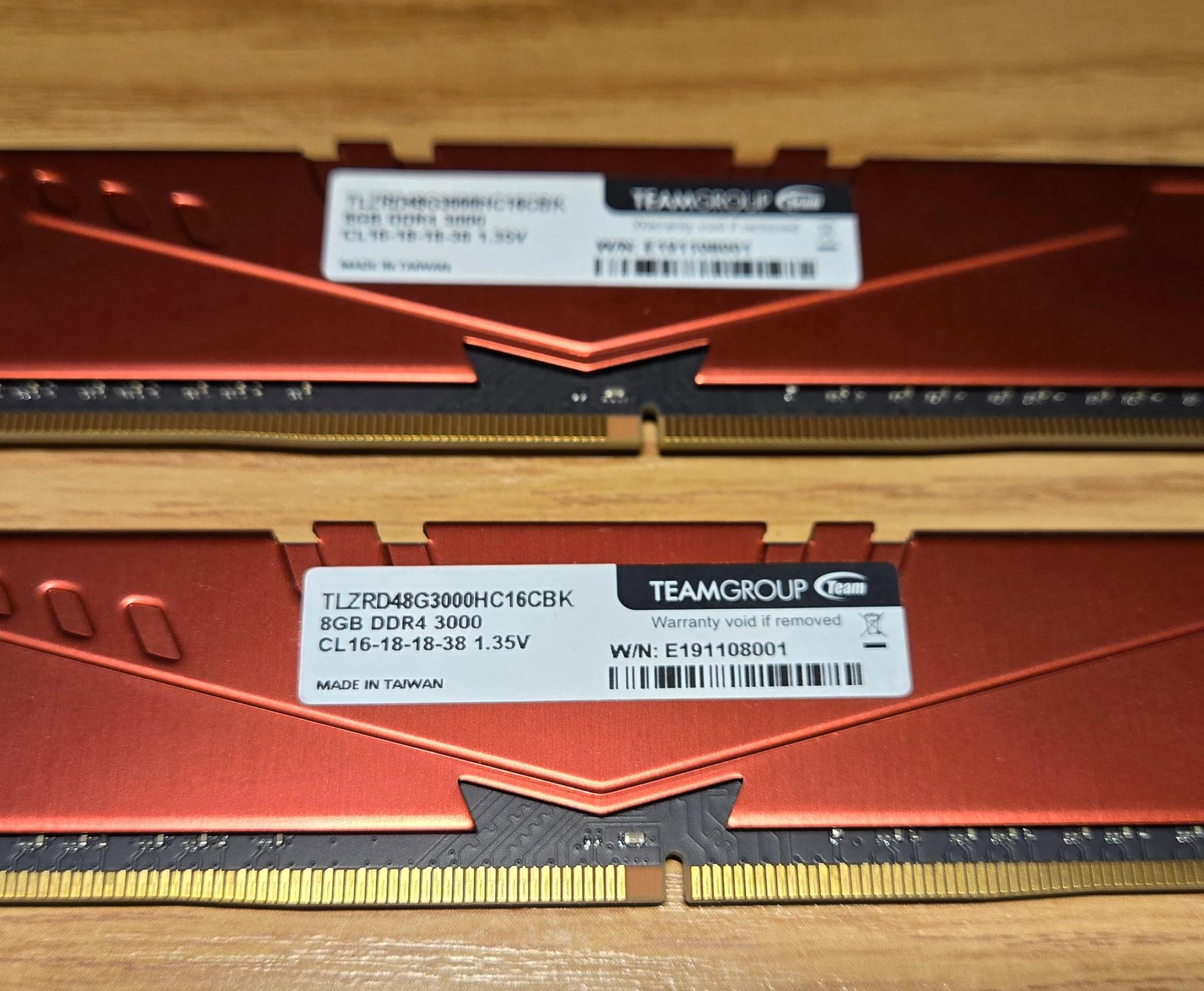 USED T-Force VulcanZ Red 16GB (2x8GB) 3000MHz DDR4 RAM Memory Kit