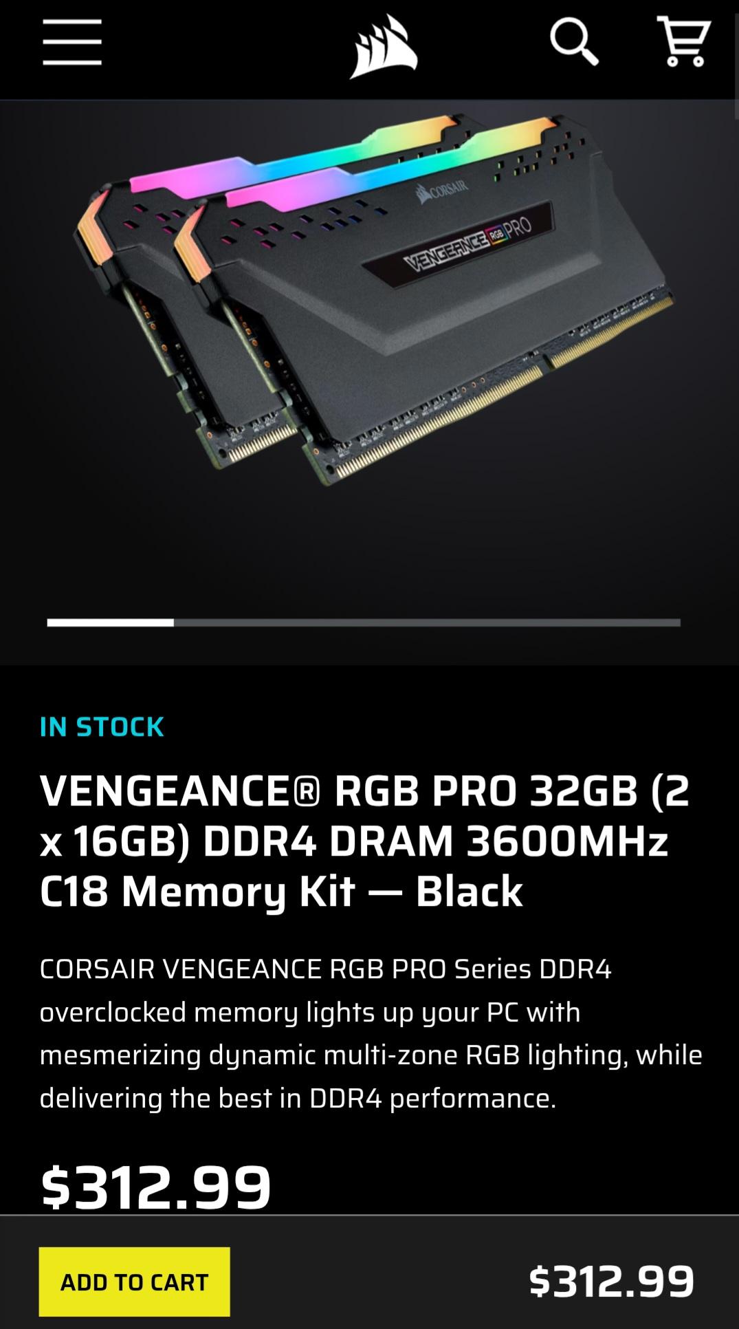 Corsair  32GB DDr4 kit