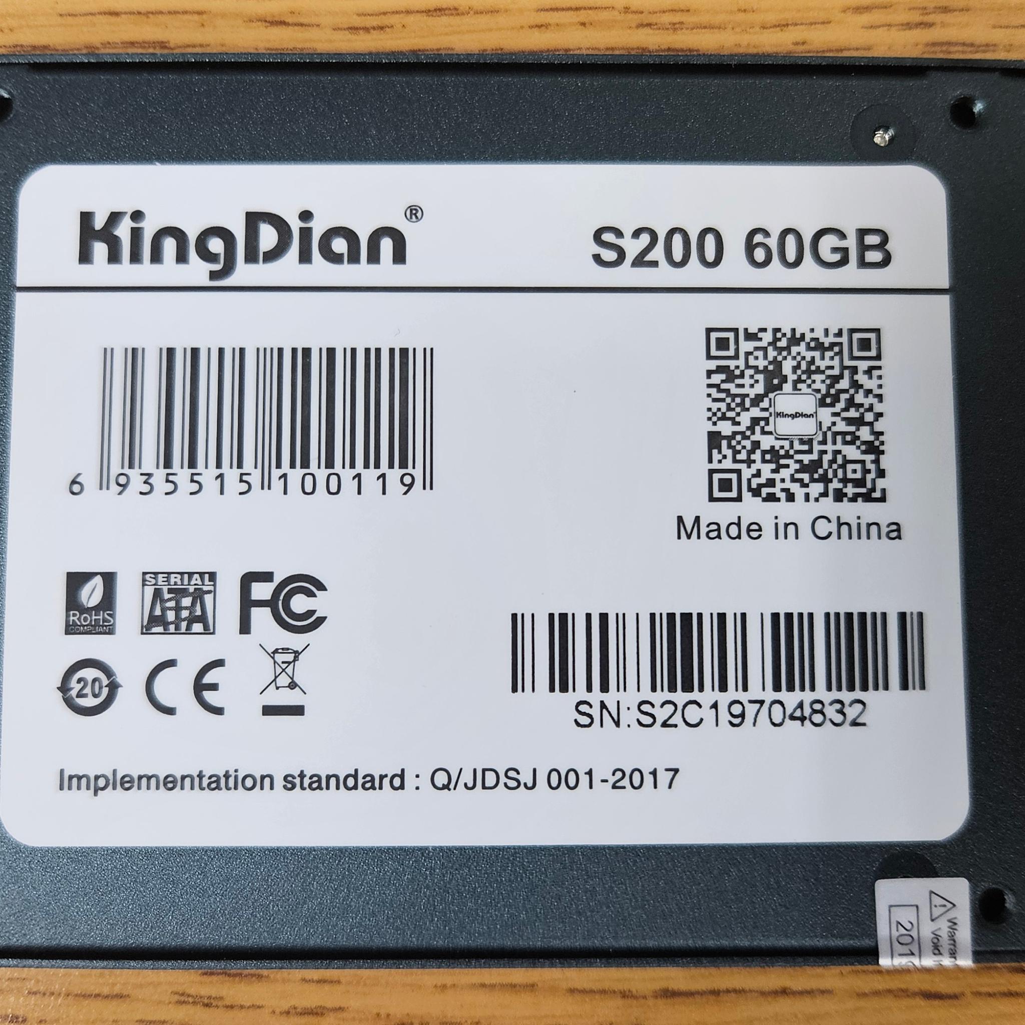 KingDian S200 60GB 2.5" SATA SSD