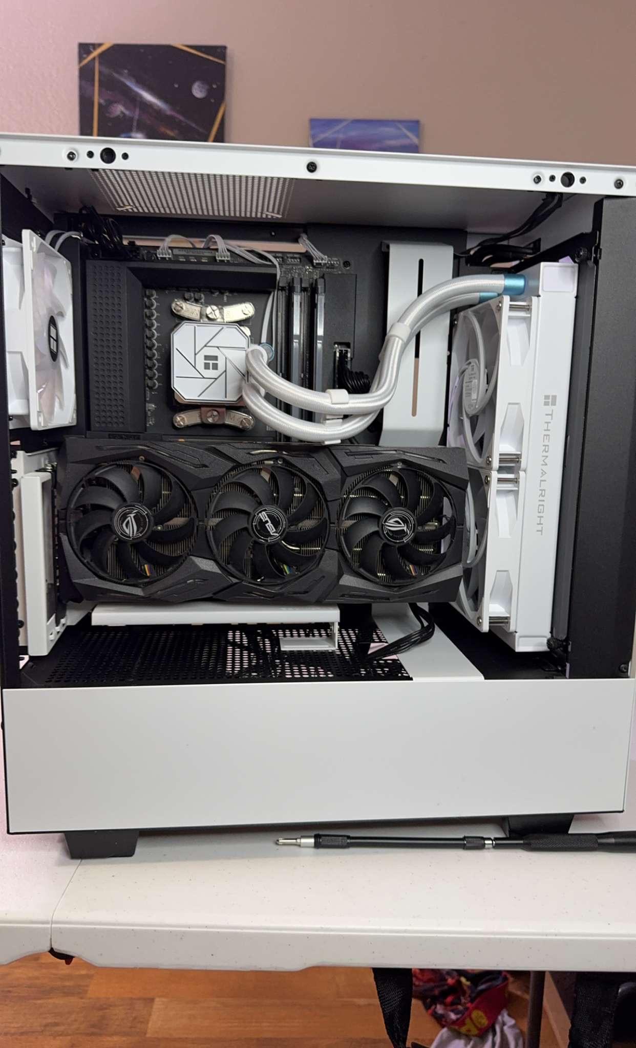 White EZDIY-FAB Vertical GPU Mount