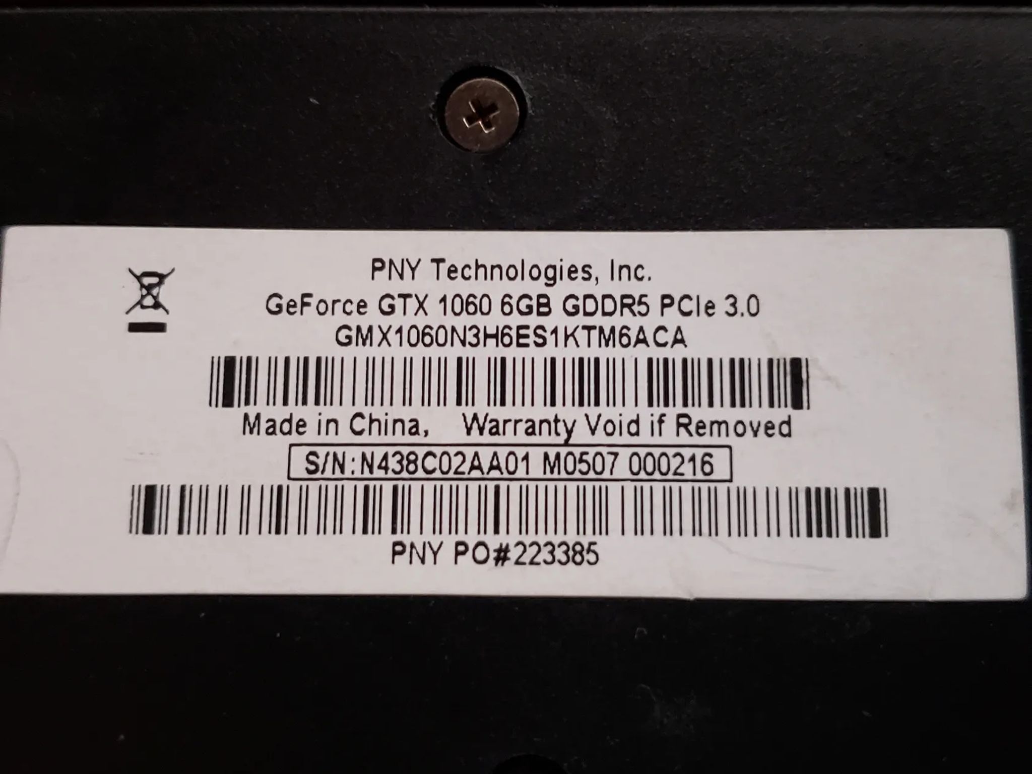 PNY GTX 1060 6gb