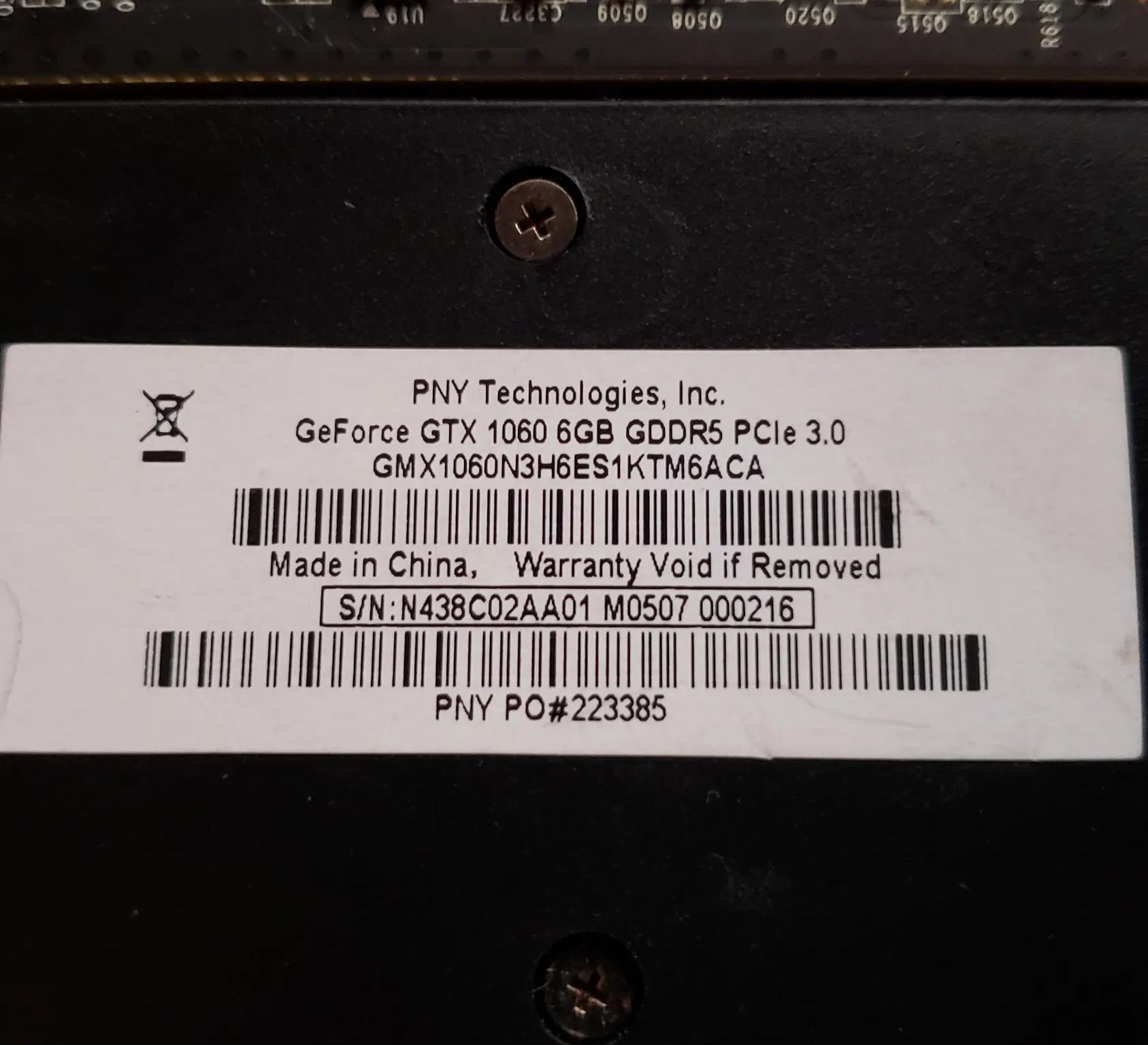 PNY GTX 1060 6gb