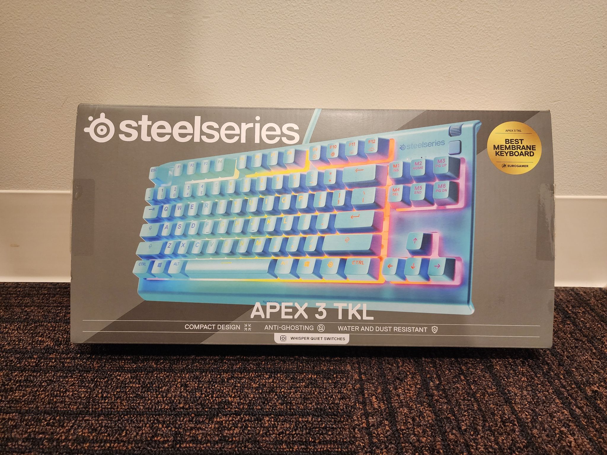 SteelSeries Gaming Keyboard, Tenkeyless, Wired, Apex 3 TKL Aqua
