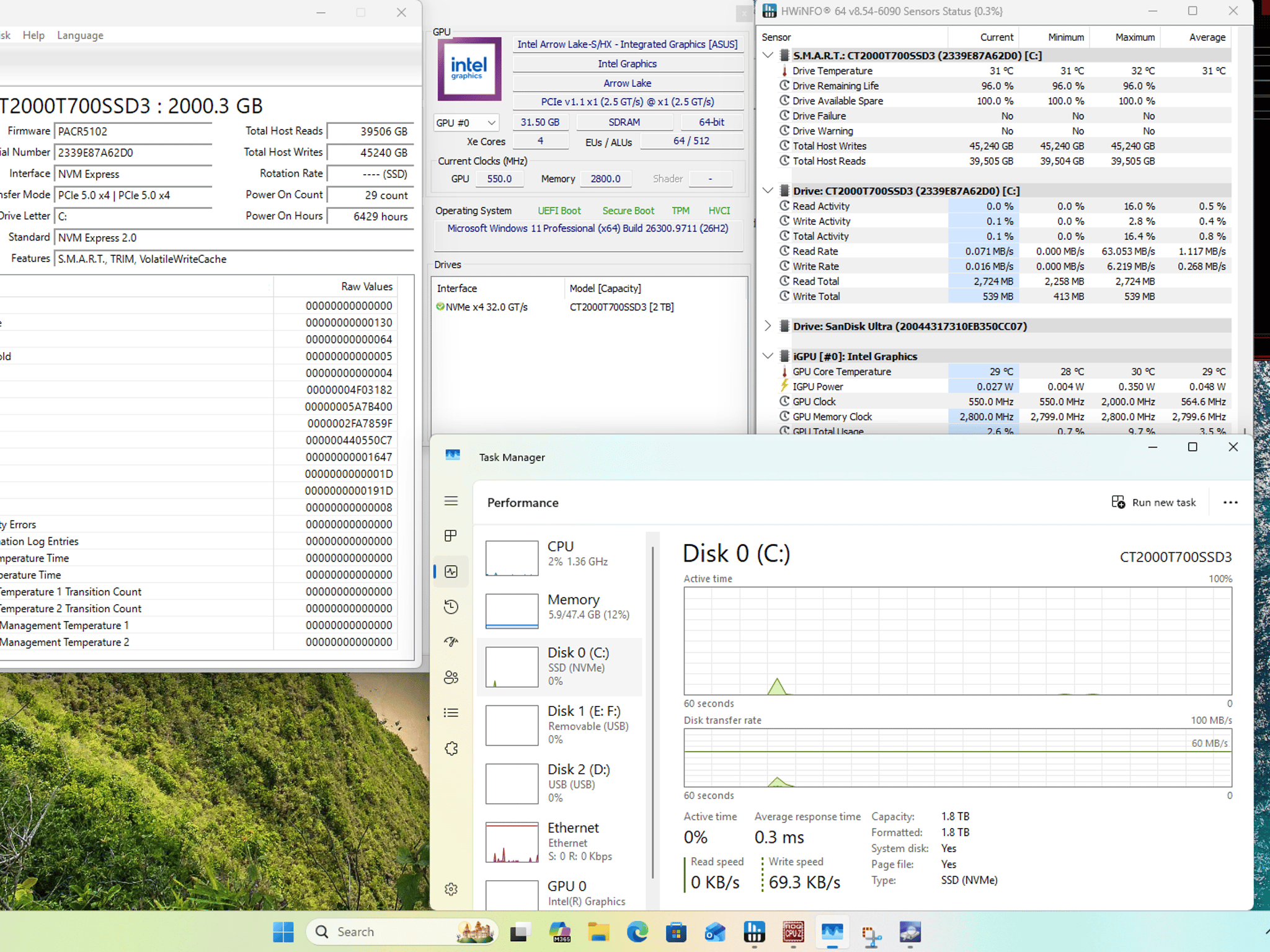 Asus PRIME Z890-P WiFi, Intel Core Ultra 7 270K+, 48GB DDR5, 2TB Crucial T700 + Win 11 Pro Activated