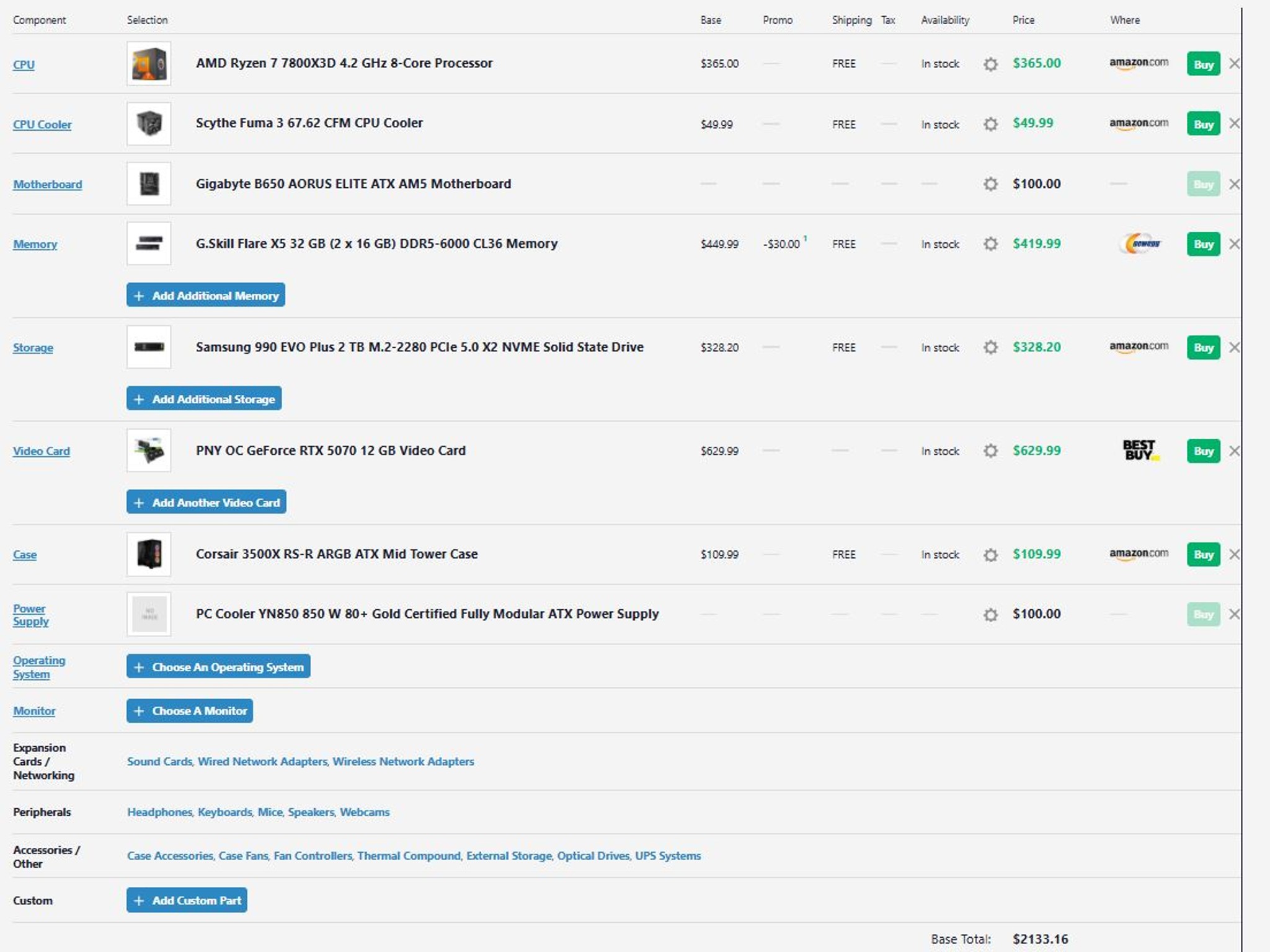 1440P/4k Custom Build with 7800x3d+5070