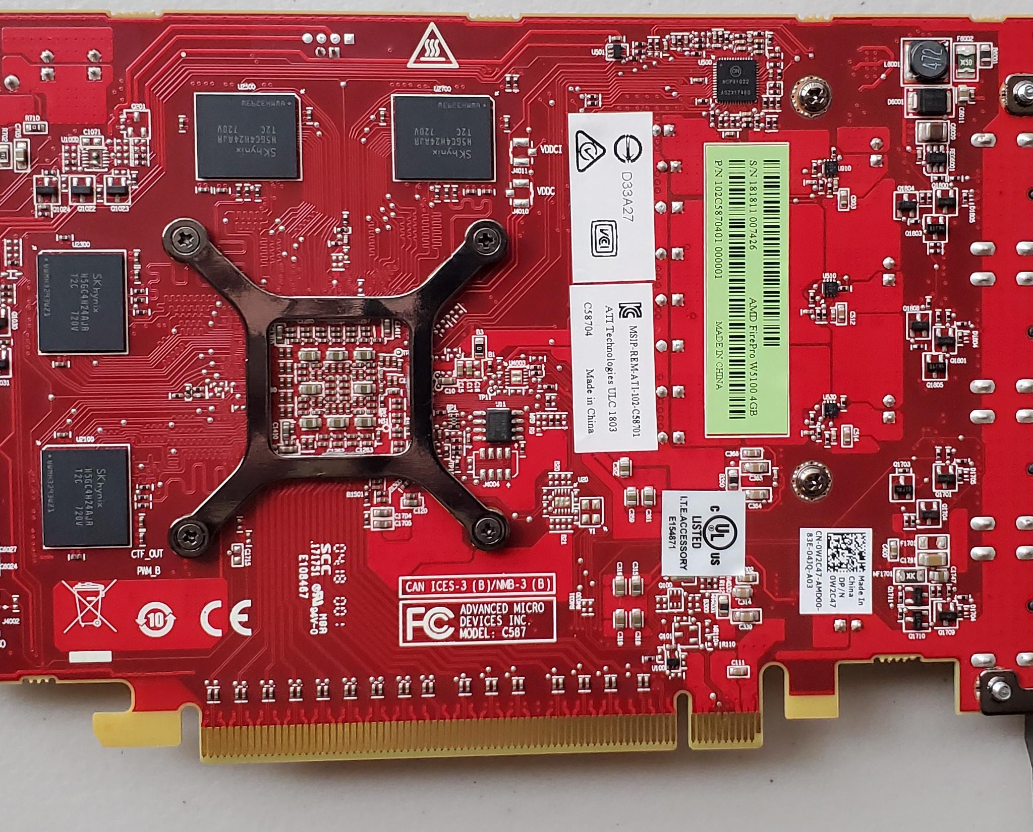 AMD FirePro W5100 4GB GDDR5 PCIe Graphics Video Card 4x DisplayPort Dell W2C47 A