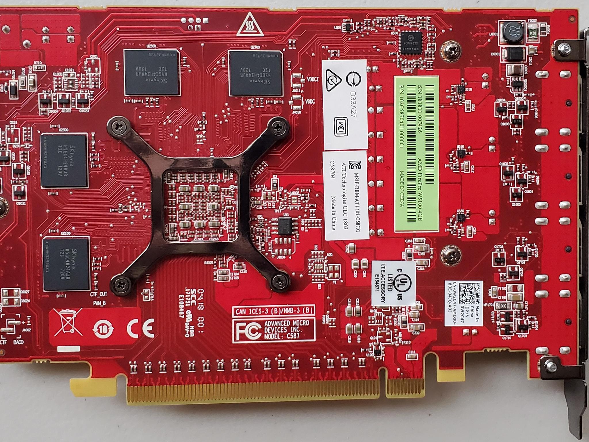 AMD FirePro W5100 4GB GDDR5 PCIe Graphics Video Card 4x DisplayPort Dell W2C47 A