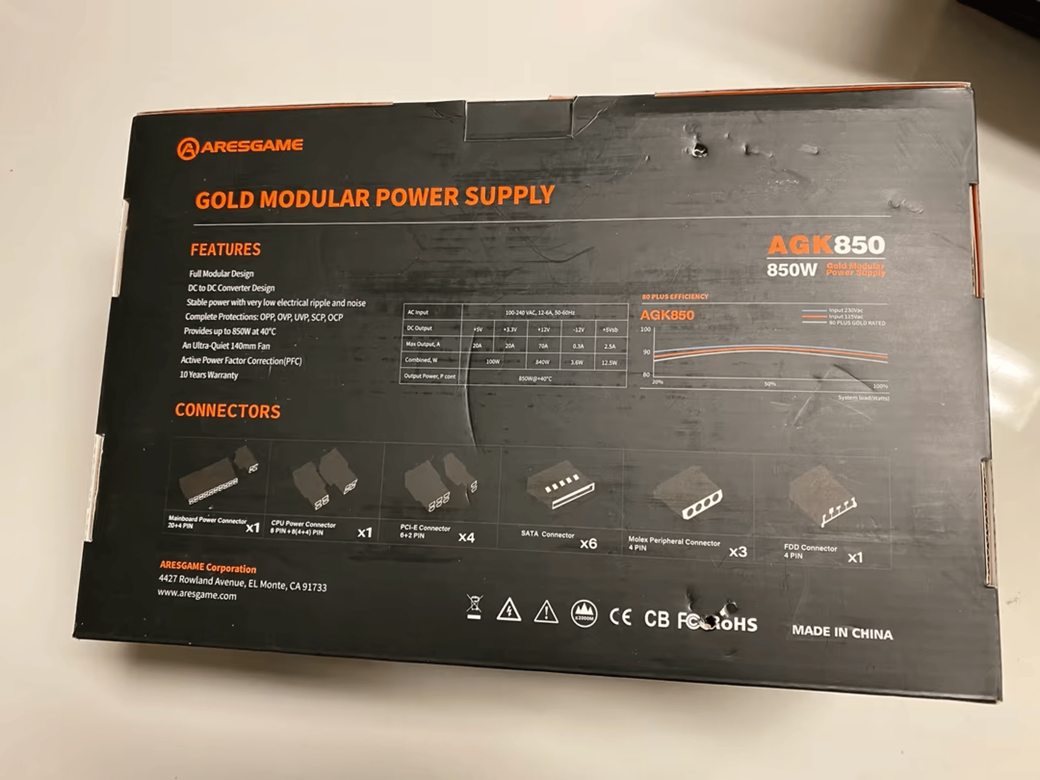 ARESGAME AGK850, 850W Gold Fully Modular Power Supply
