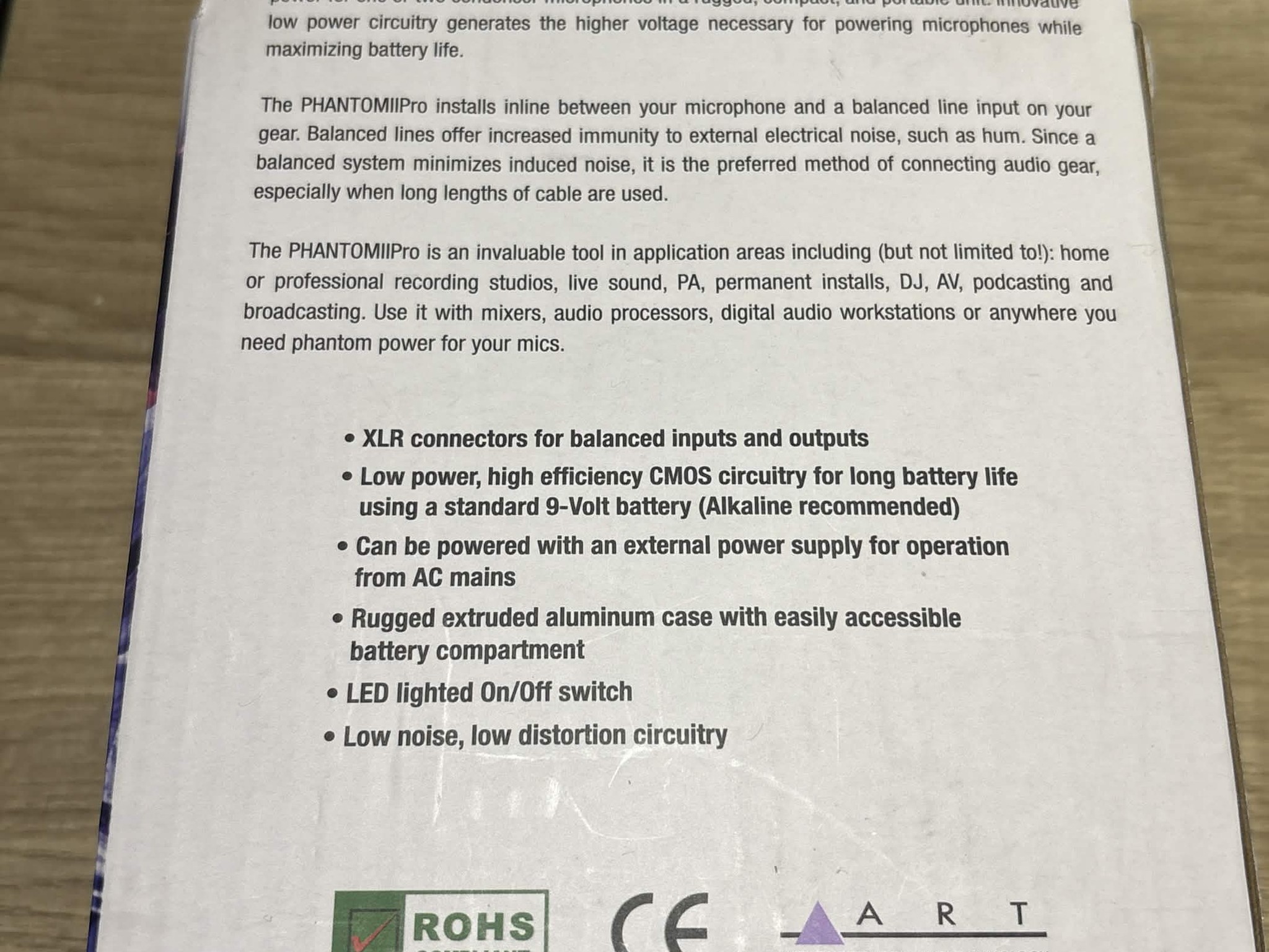 ART Phantom II Pro 2-Channel 48V Phantom Power Supply for Condenser Microphones