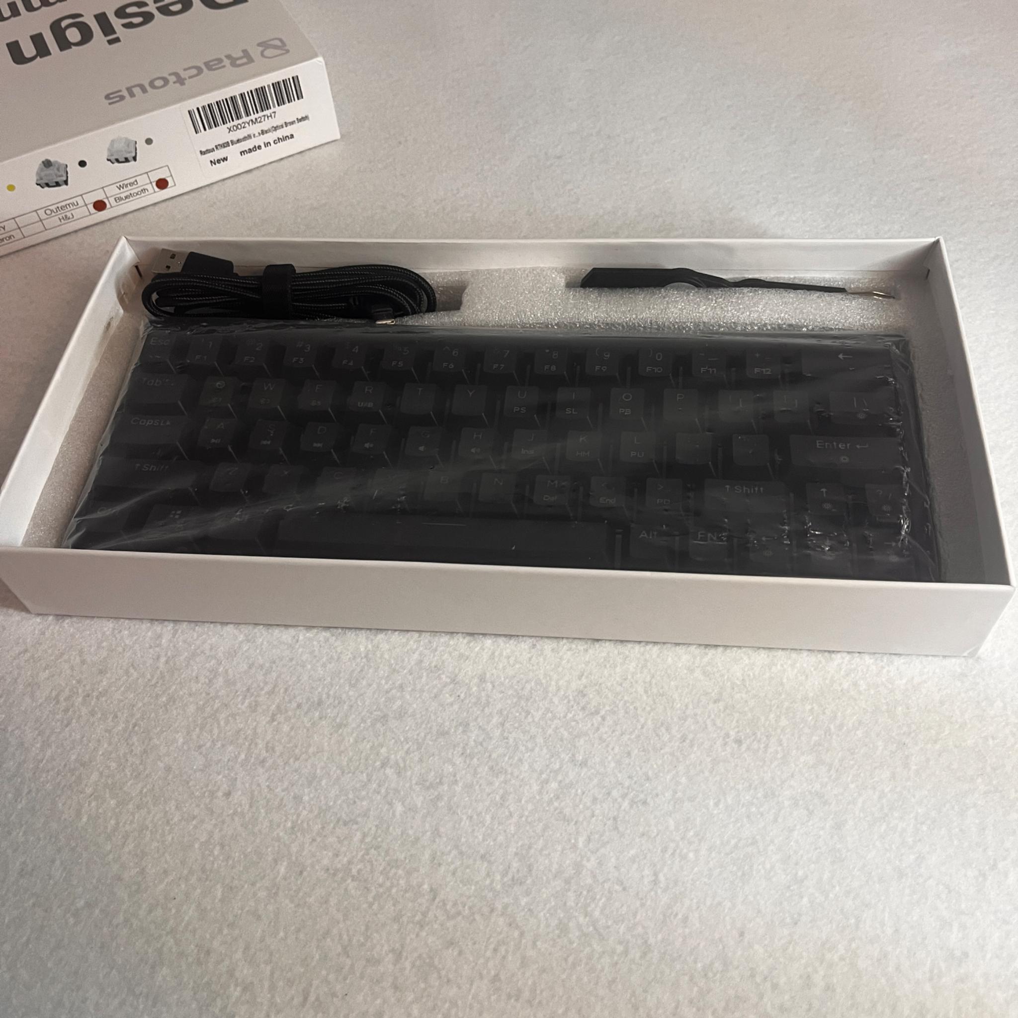 Ractous Design RGB Keyboard  Hot Swappable.  H&J Optical Brown Switches. Bluetooth/Wired.