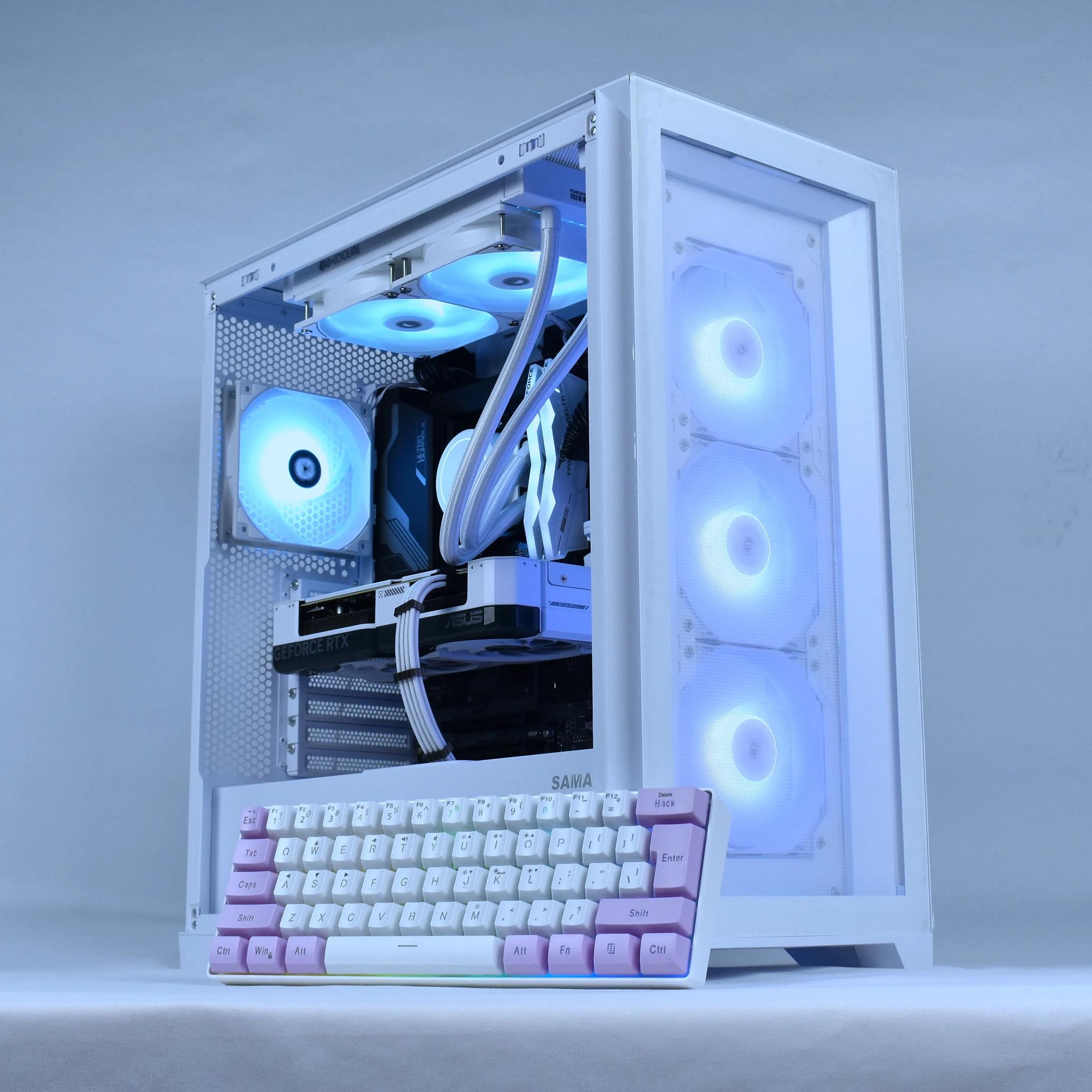 🧊ICE🧊 1440p Gaming & Streaming PC + Keyboard | Intel 12600KF, NVIDIA RTX 4070, 1TB SSD, 32G DDR5