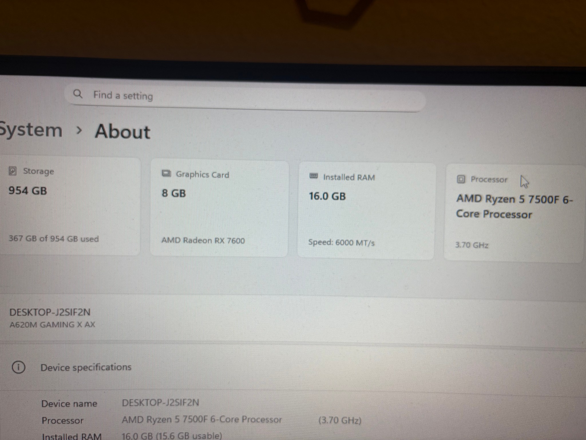 Ryzen 5 7500f + Rx 7600 ddr516gb 1tb