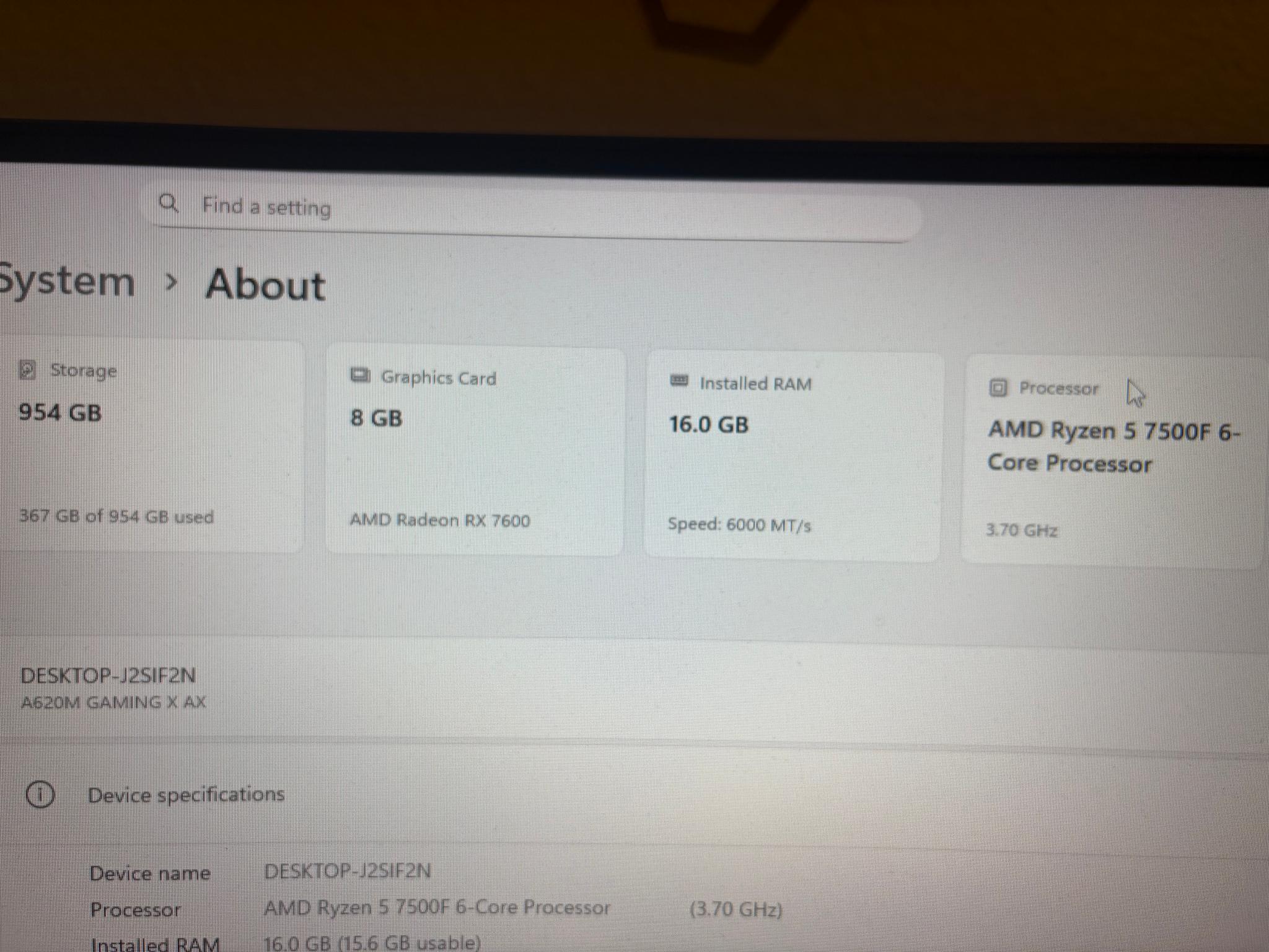 Ryzen 5 7500f + Rx 7600 ddr516gb 1tb