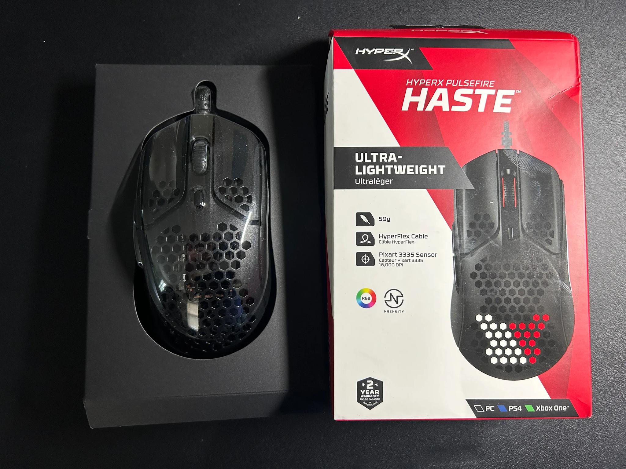 HyperX Pulsefire Haste – Ultra-Lightweight, 59g, Honeycomb Shell, Hex Design, USB Cable, 16000 DPI