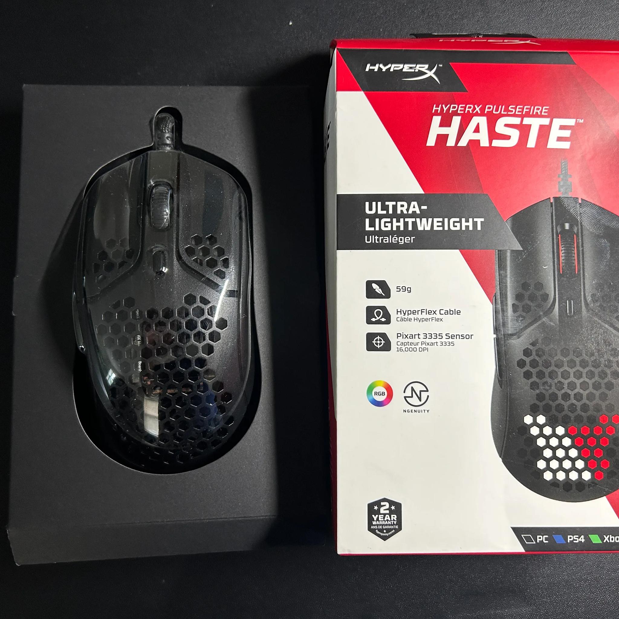HyperX Pulsefire Haste – Ultra-Lightweight, 59g, Honeycomb Shell, Hex Design, USB Cable, 16000 DPI