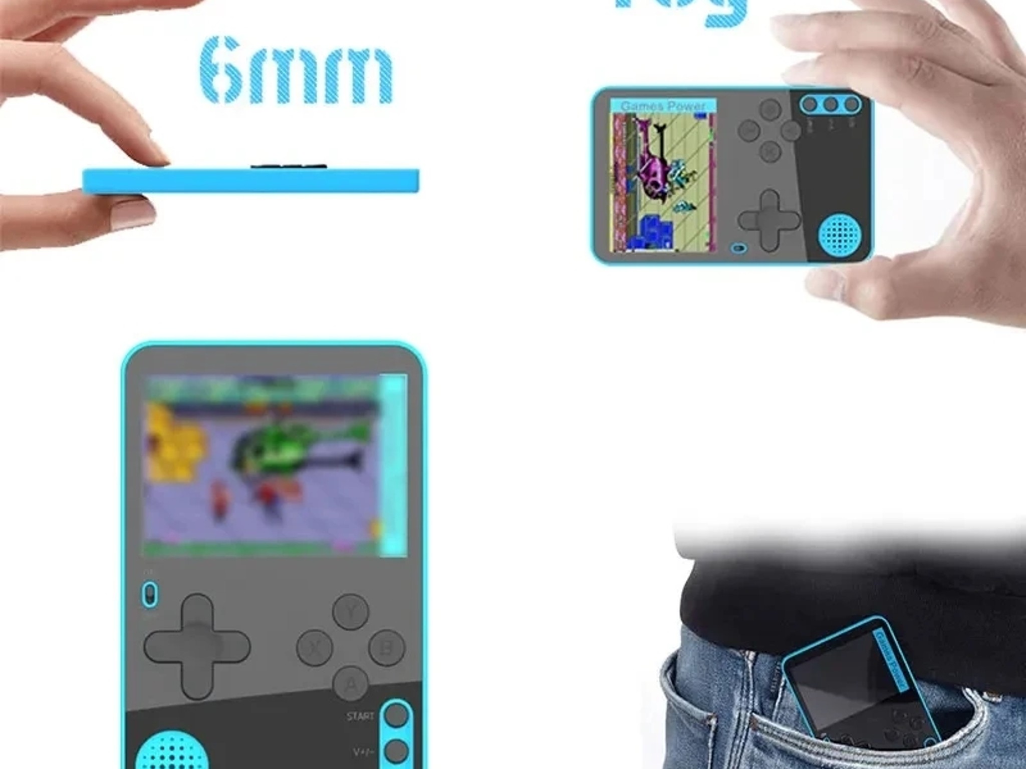 Super thin portable gaming handheld console