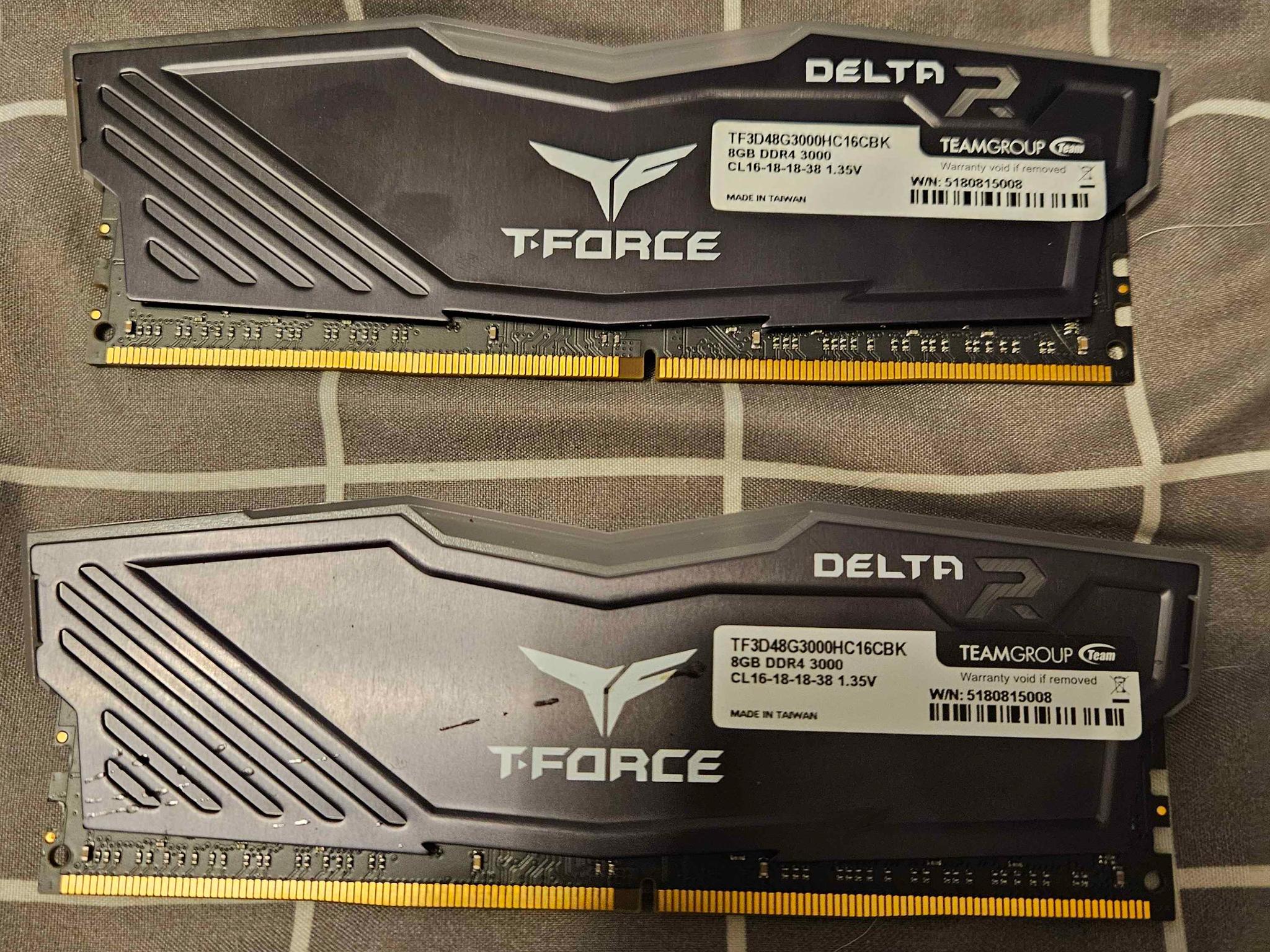 Used Teamgroup T-Force Delta RGB 16GB DDR4 3000MHZ CL16 (2X8GB)